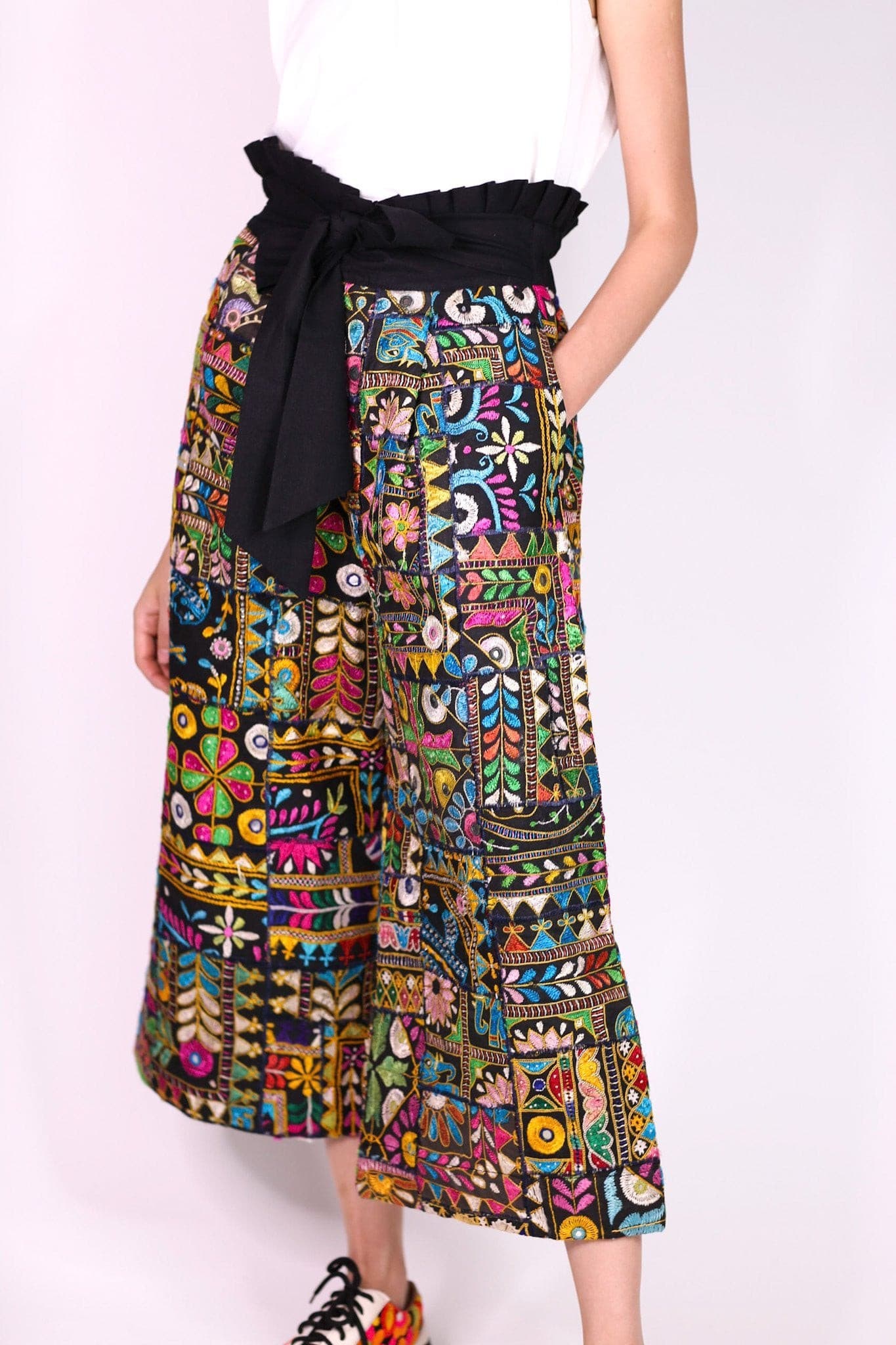 EMBROIDERED PATCHWORK WRAP PANTS BLAIRE - BANGKOK TAILOR CLOTHING STORE - HANDMADE CLOTHING