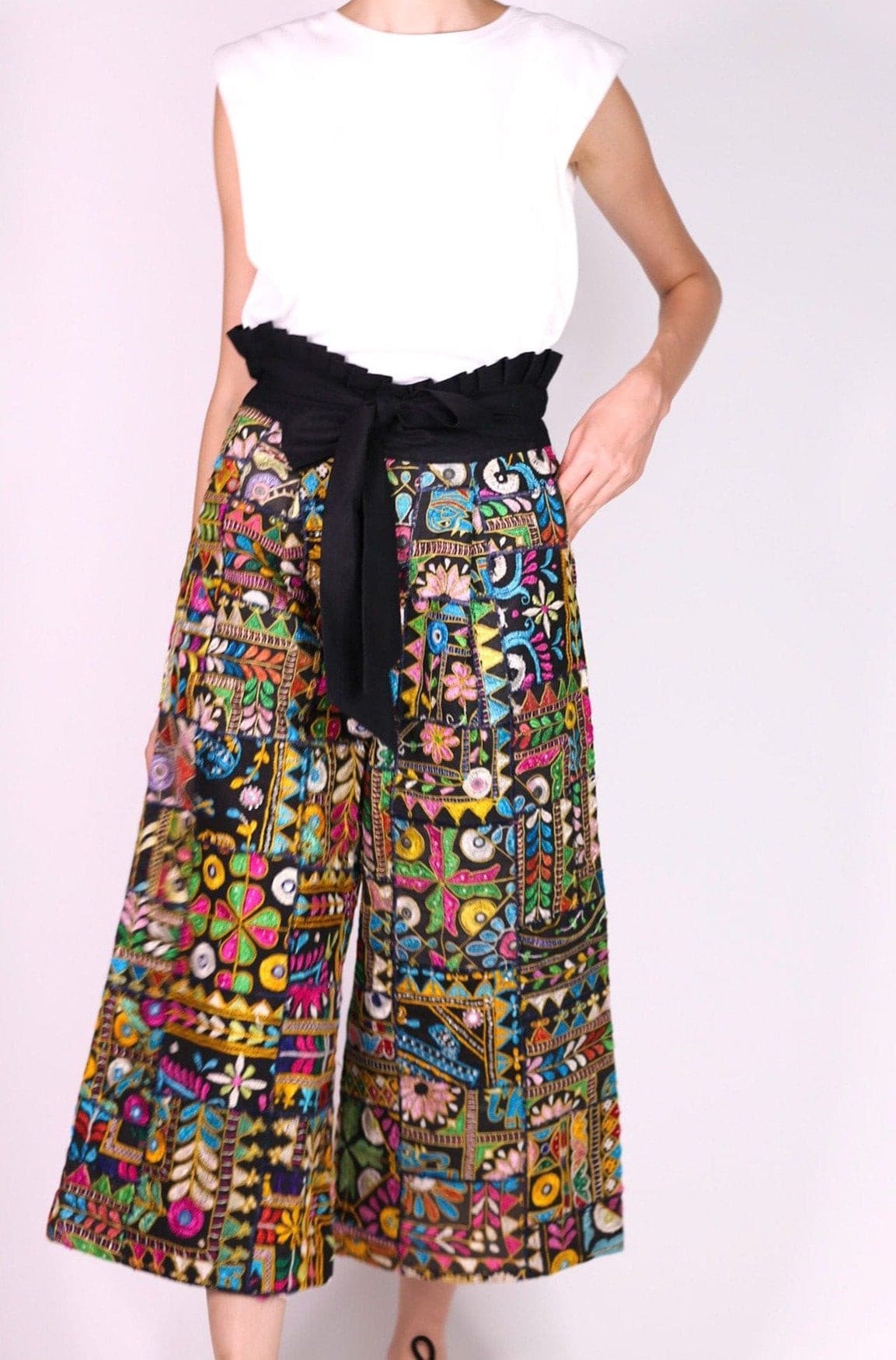 EMBROIDERED PATCHWORK WRAP PANTS BLAIRE - BANGKOK TAILOR CLOTHING STORE - HANDMADE CLOTHING