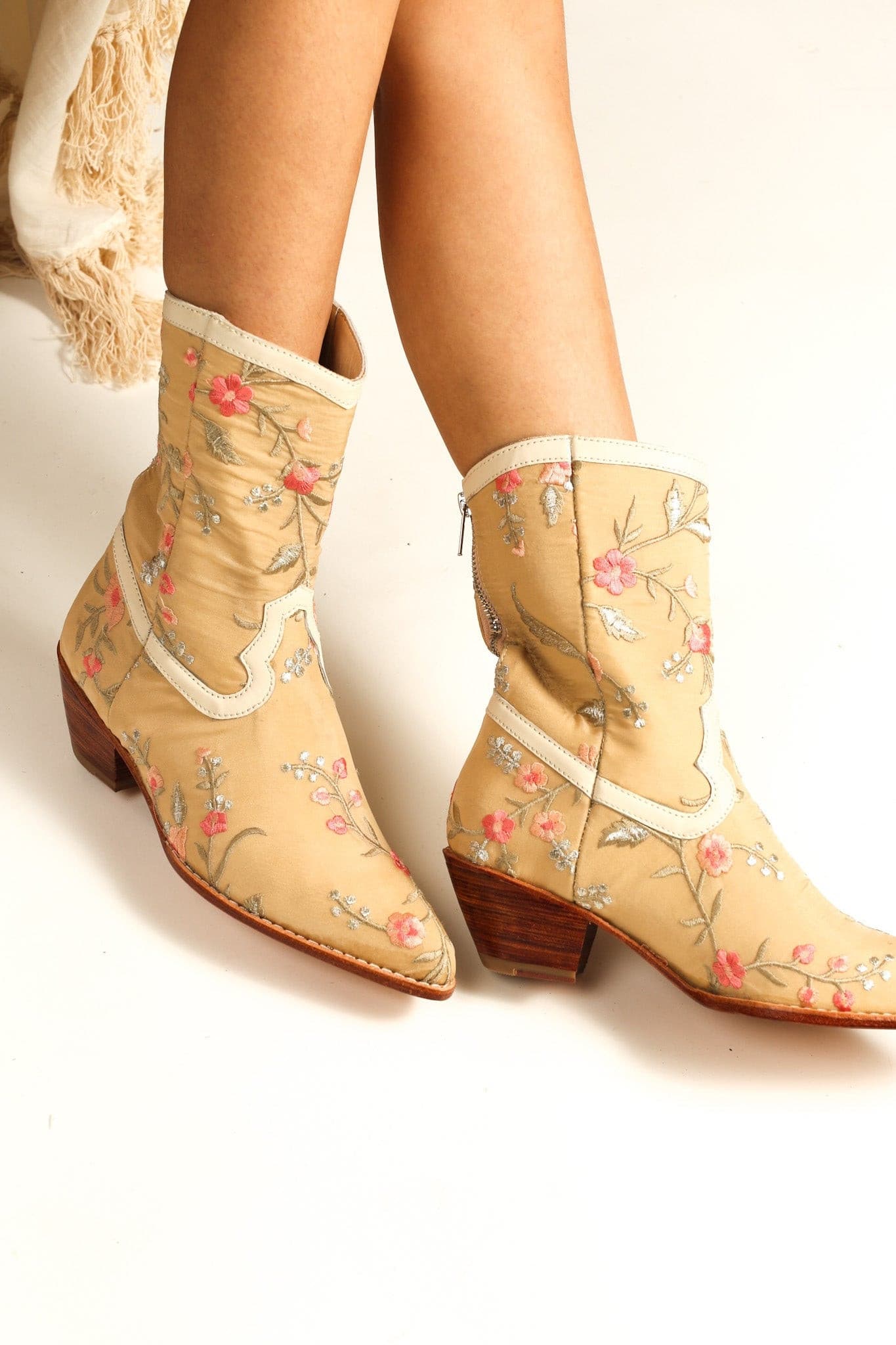 EMBROIDERED SILK BOOTS JOELLE - BANGKOK TAILOR CLOTHING STORE - HANDMADE CLOTHING