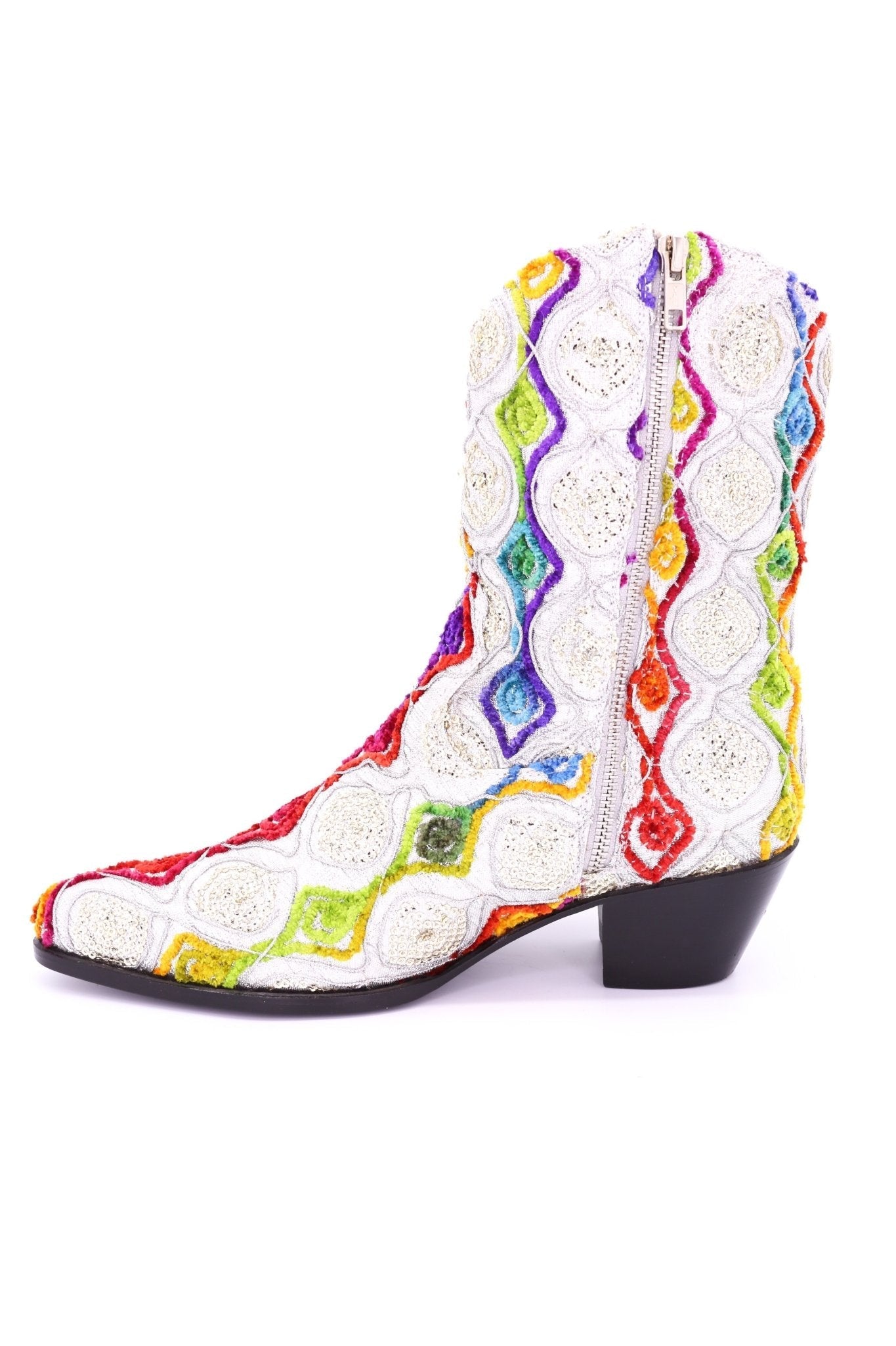 EMBROIDERED SILK BOOTS TIFFANY (SILVER) - BANGKOK TAILOR CLOTHING STORE - HANDMADE CLOTHING