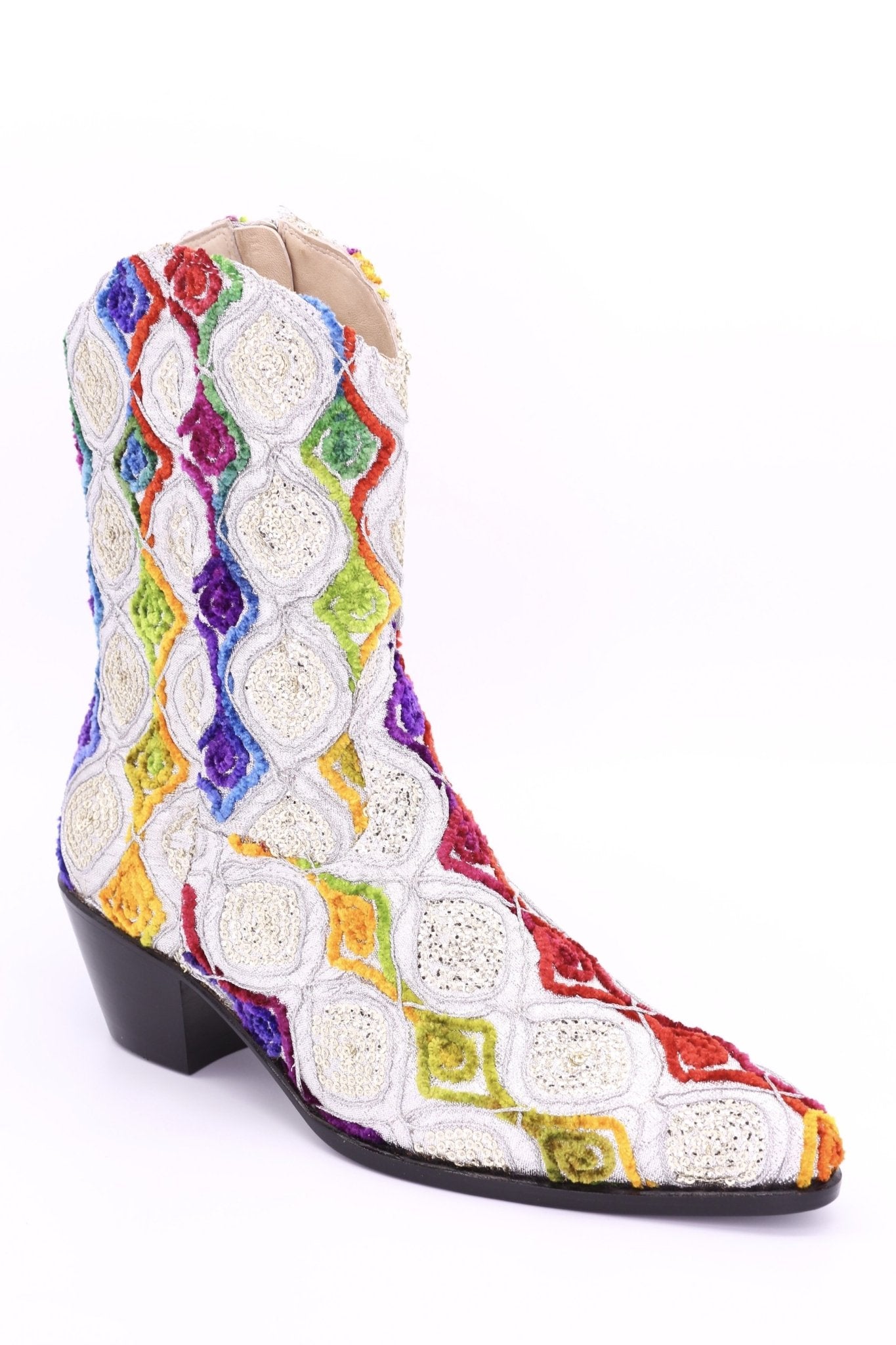 EMBROIDERED SILK BOOTS TIFFANY (SILVER) - BANGKOK TAILOR CLOTHING STORE - HANDMADE CLOTHING