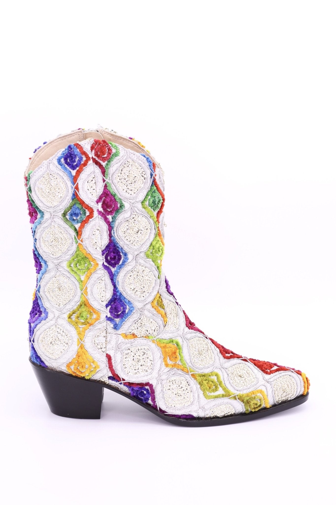 EMBROIDERED SILK BOOTS TIFFANY (SILVER) - BANGKOK TAILOR CLOTHING STORE - HANDMADE CLOTHING