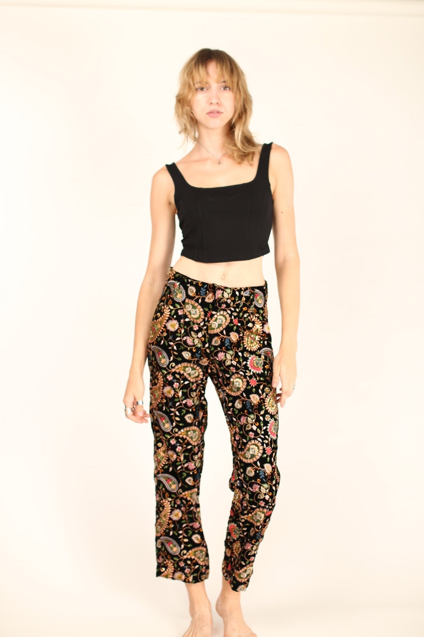 EMBROIDERED VELVET PANTS DEWI - BANGKOK TAILOR CLOTHING STORE - HANDMADE CLOTHING