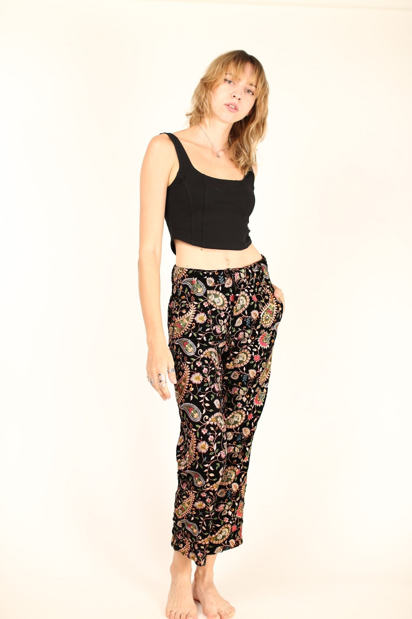 EMBROIDERED VELVET PANTS DEWI - BANGKOK TAILOR CLOTHING STORE - HANDMADE CLOTHING