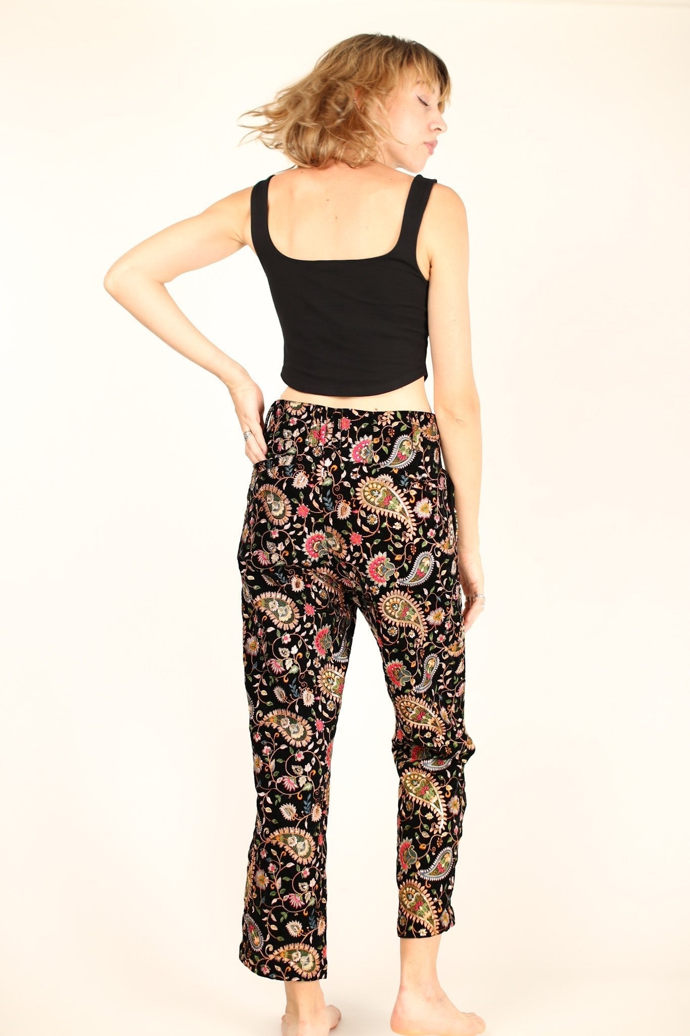 EMBROIDERED VELVET PANTS DEWI - BANGKOK TAILOR CLOTHING STORE - HANDMADE CLOTHING