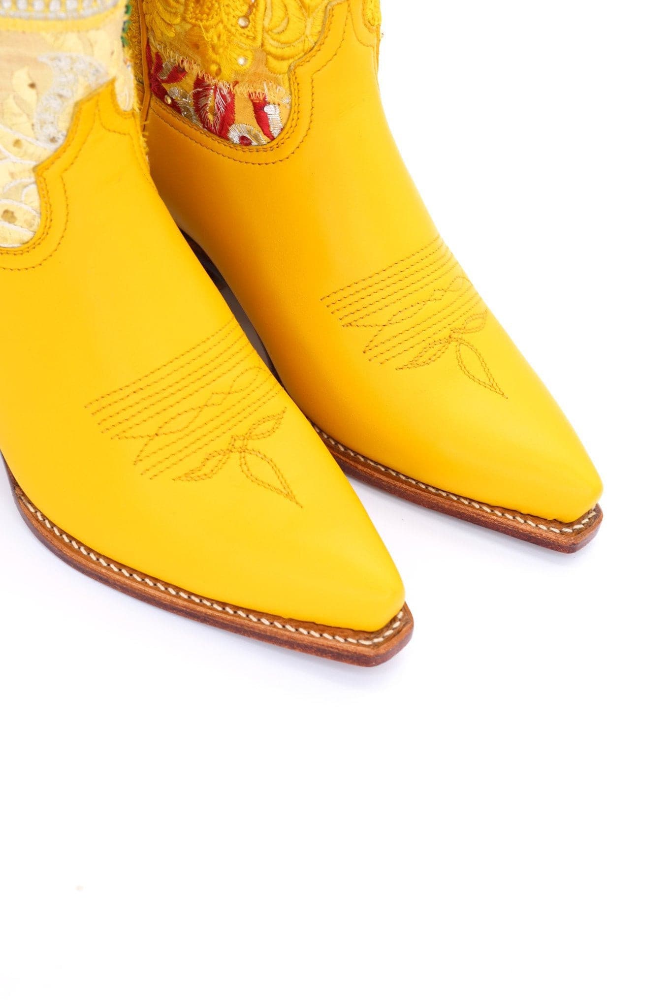 EMBROIDERED WESTERN BOOTS MARLA YELLOW - BANGKOK TAILOR CLOTHING STORE - HANDMADE CLOTHING