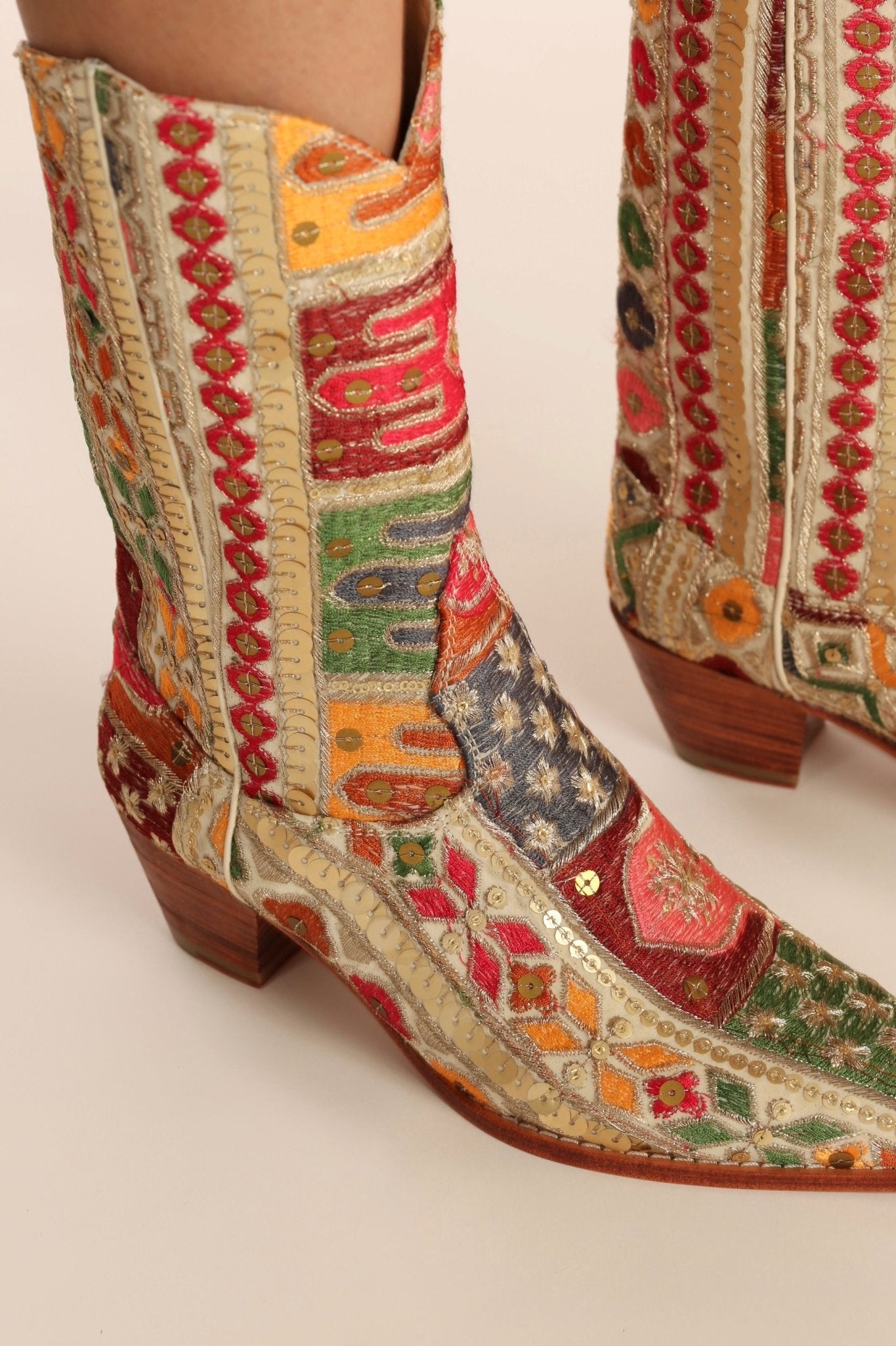 EMBROIDERED WESTERN BOOTS SILK LAFATA - BANGKOK TAILOR CLOTHING STORE - HANDMADE CLOTHING