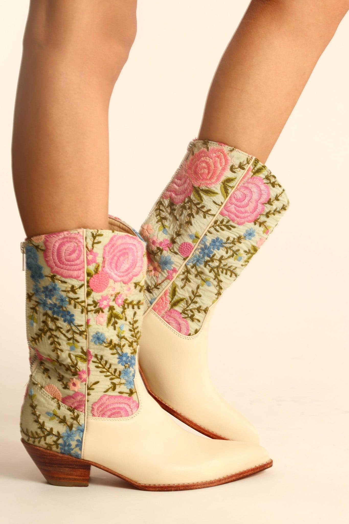 EMBROIDERED WESTERN FABRIC BOOTS WANISA - sustainably made MOMO NEW YORK sustainable clothing, boots slow fashion