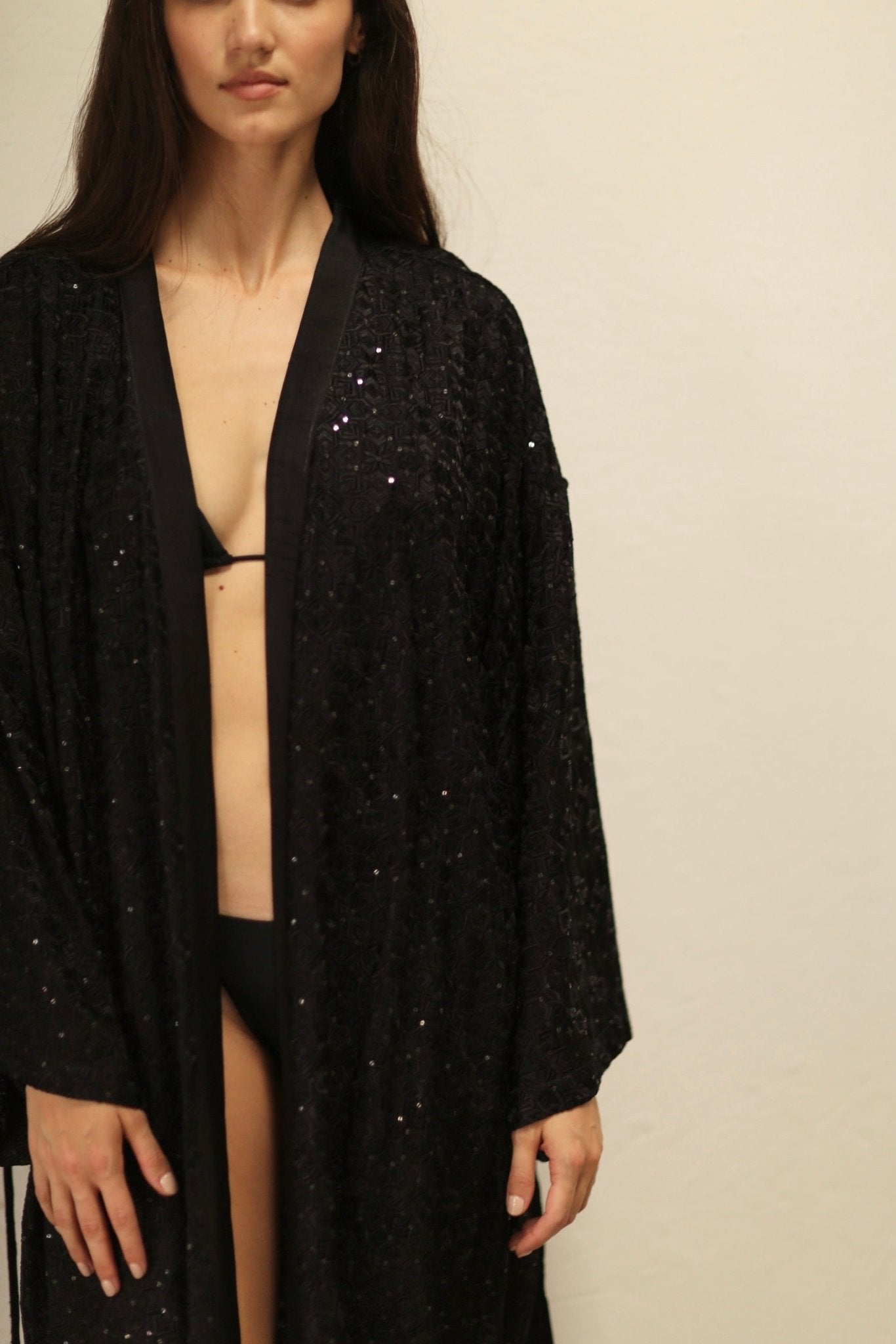 EREBUS BLACK SILK KIMONO - BANGKOK TAILOR CLOTHING STORE - HANDMADE CLOTHING