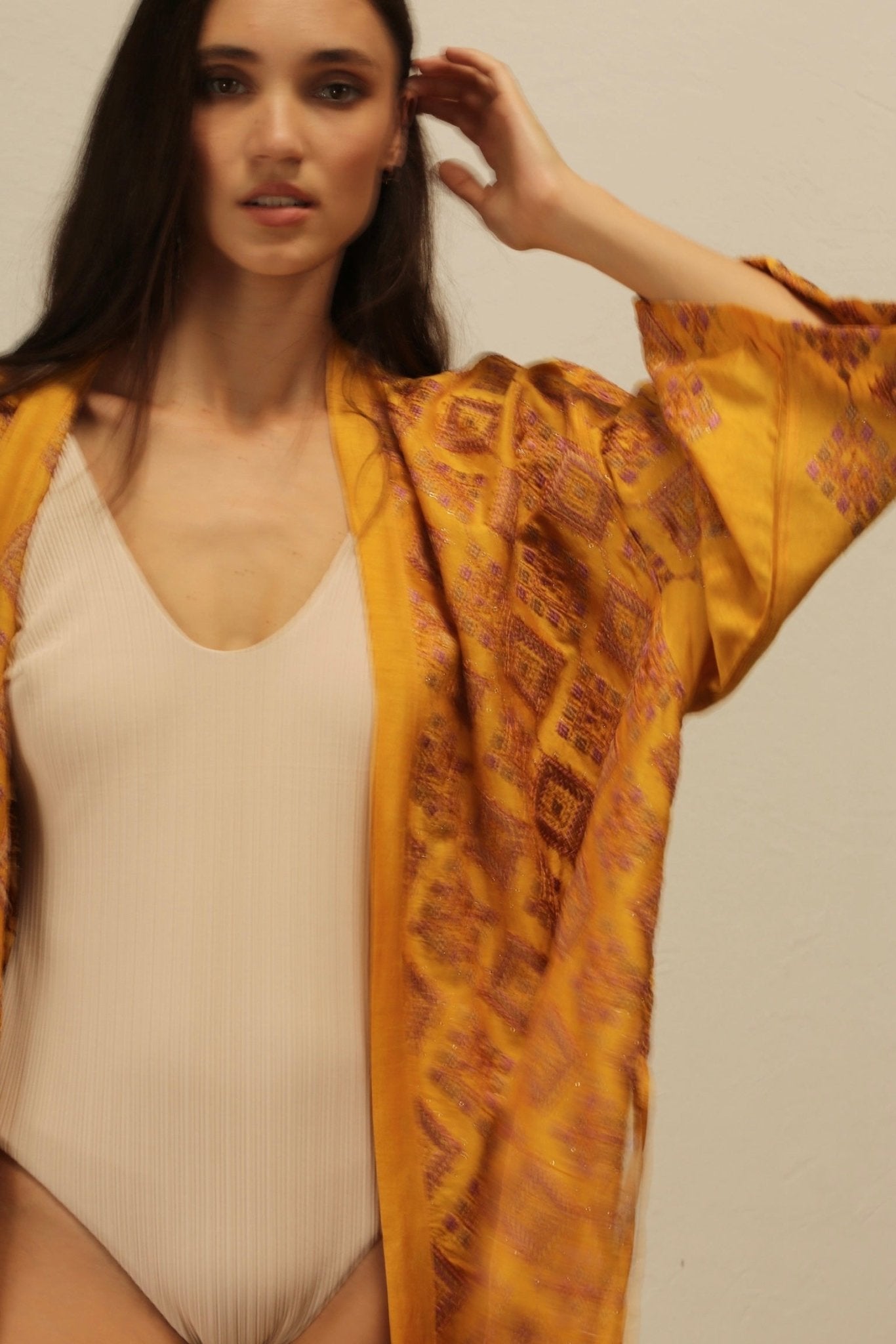 EUPHROSYNE SILK EMBROIDERED KIMONO - BANGKOK TAILOR CLOTHING STORE - HANDMADE CLOTHING