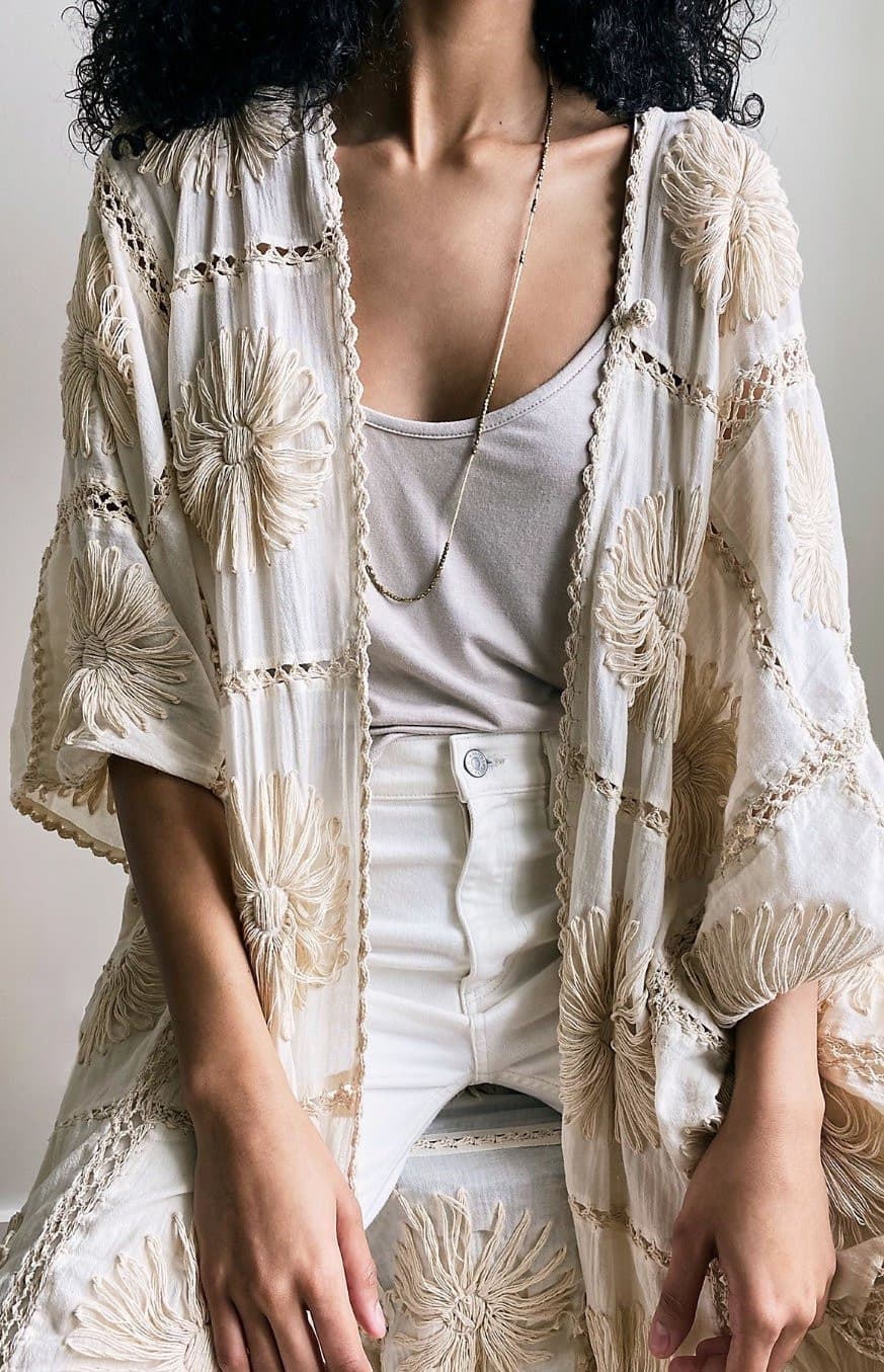 FLORA CROCHET KIMONO X FREE PEOPLE - BANGKOK TAILOR CLOTHING STORE - HANDMADE CLOTHING