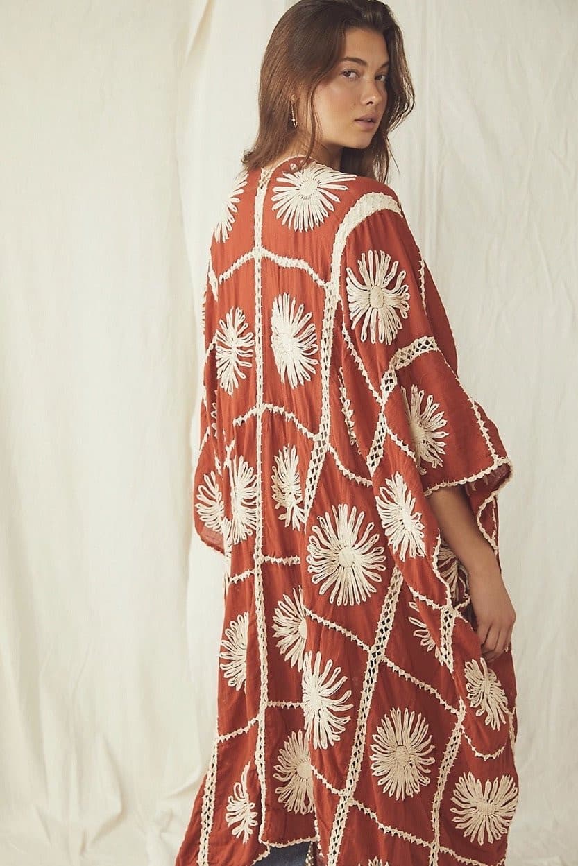 FLORA HAND CROCHET KIMONO DUSTER - BANGKOK TAILOR CLOTHING STORE - HANDMADE CLOTHING