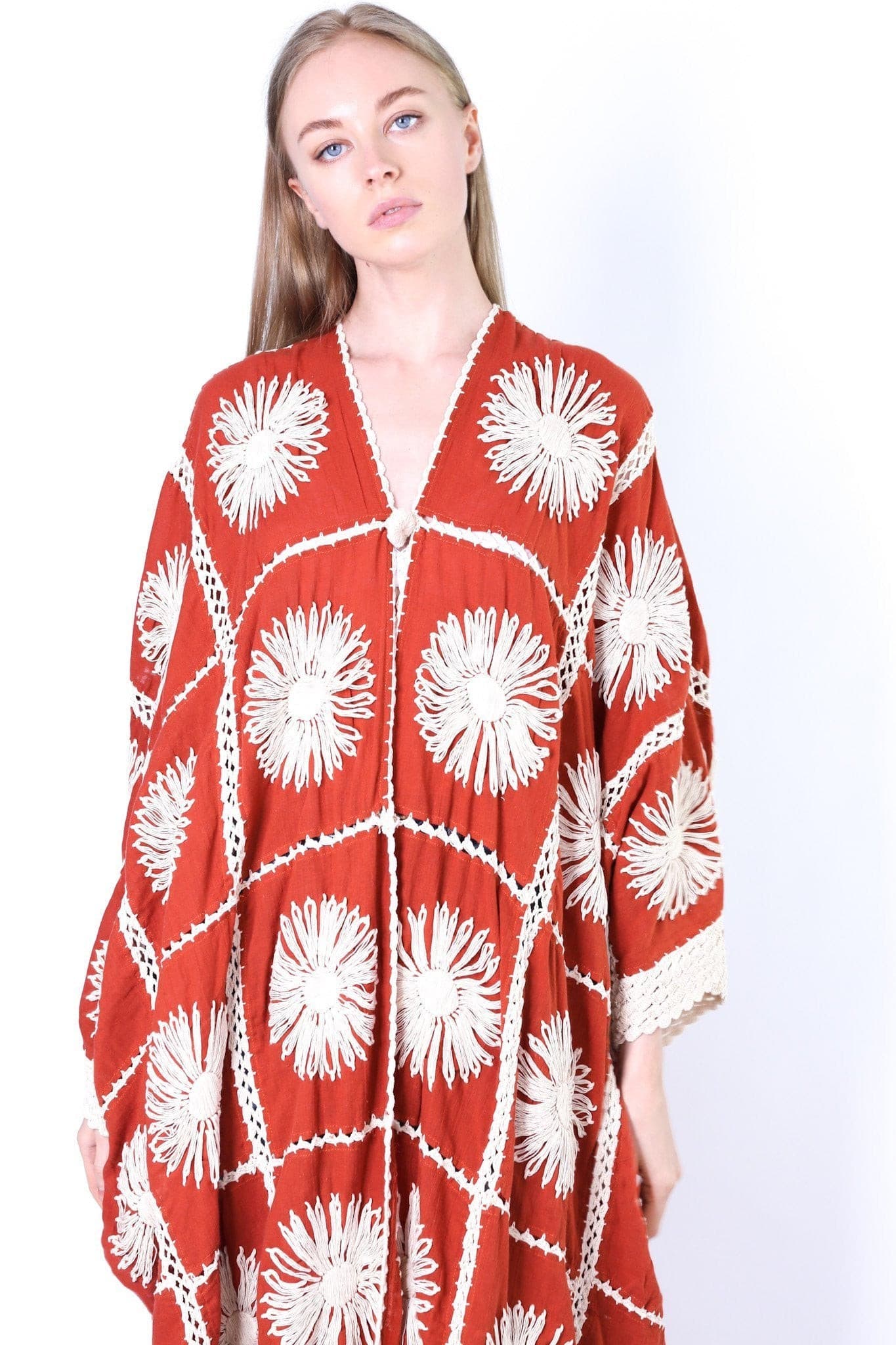 FLORA HAND CROCHET KIMONO DUSTER - BANGKOK TAILOR CLOTHING STORE - HANDMADE CLOTHING