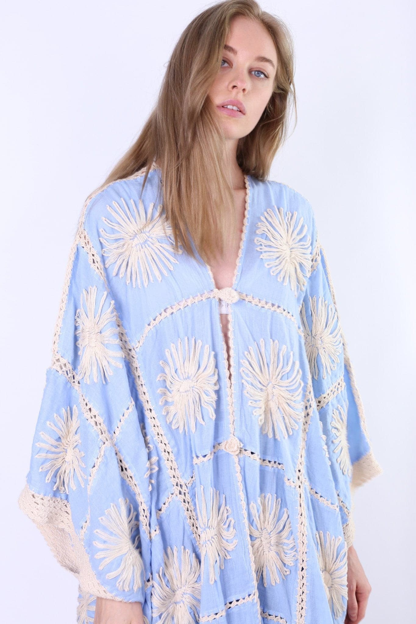 FLORA HAND CROCHET KIMONO DUSTER - BANGKOK TAILOR CLOTHING STORE - HANDMADE CLOTHING