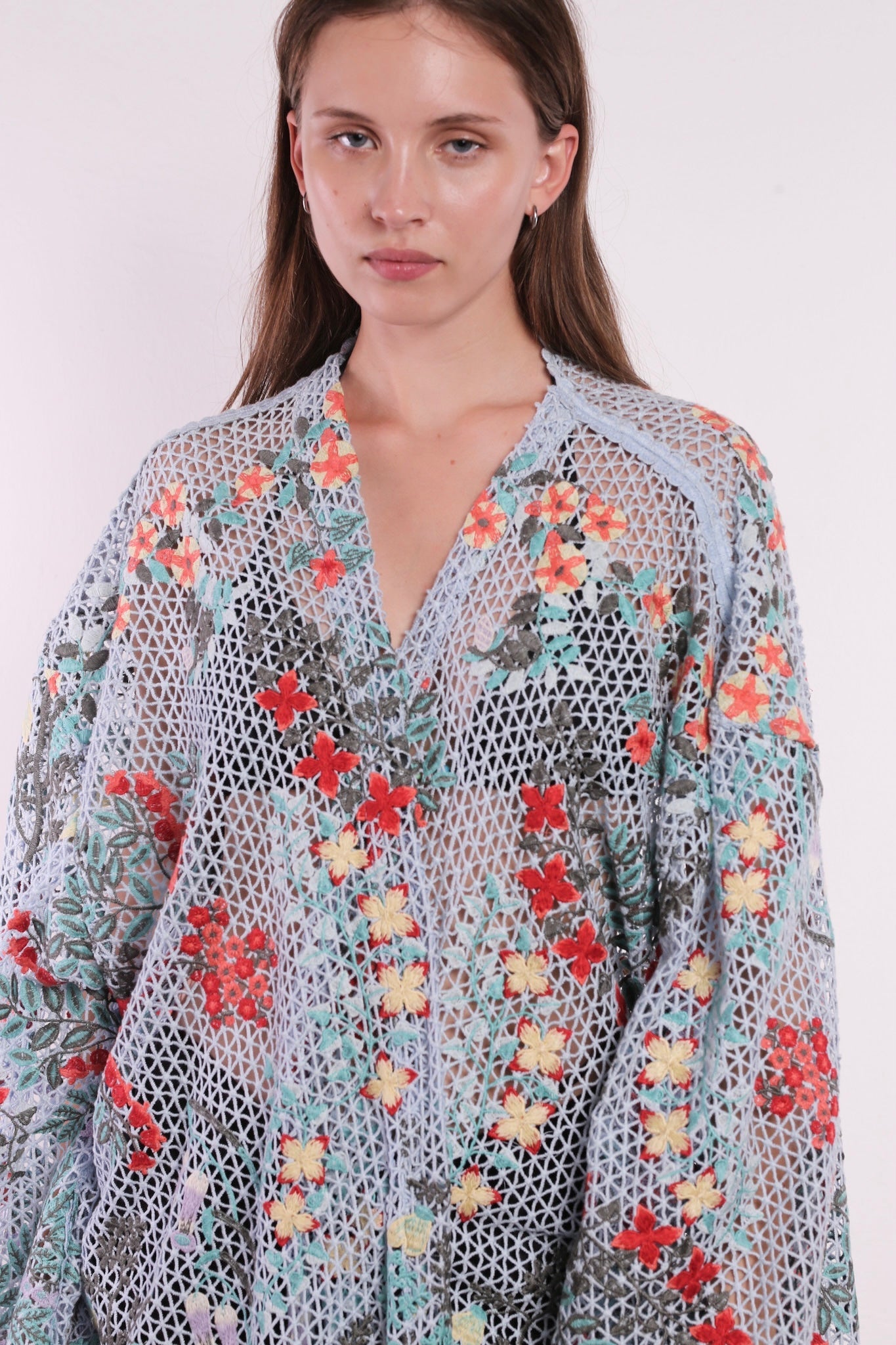 FLOWER COMB LIGHT BLUE COLOR KIMONO - BANGKOK TAILOR CLOTHING STORE - HANDMADE CLOTHING