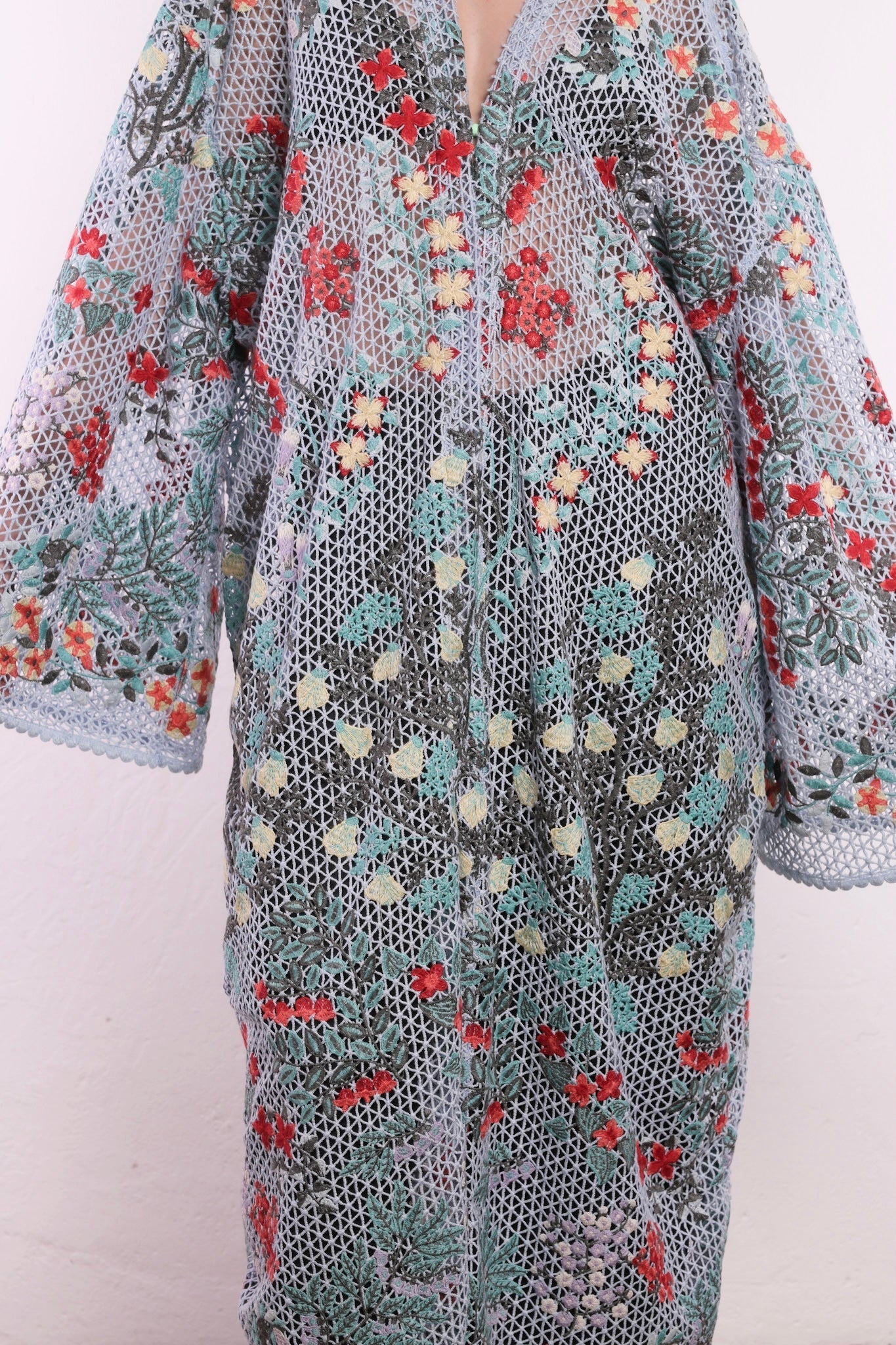 FLOWER COMB LIGHT BLUE COLOR KIMONO - BANGKOK TAILOR CLOTHING STORE - HANDMADE CLOTHING