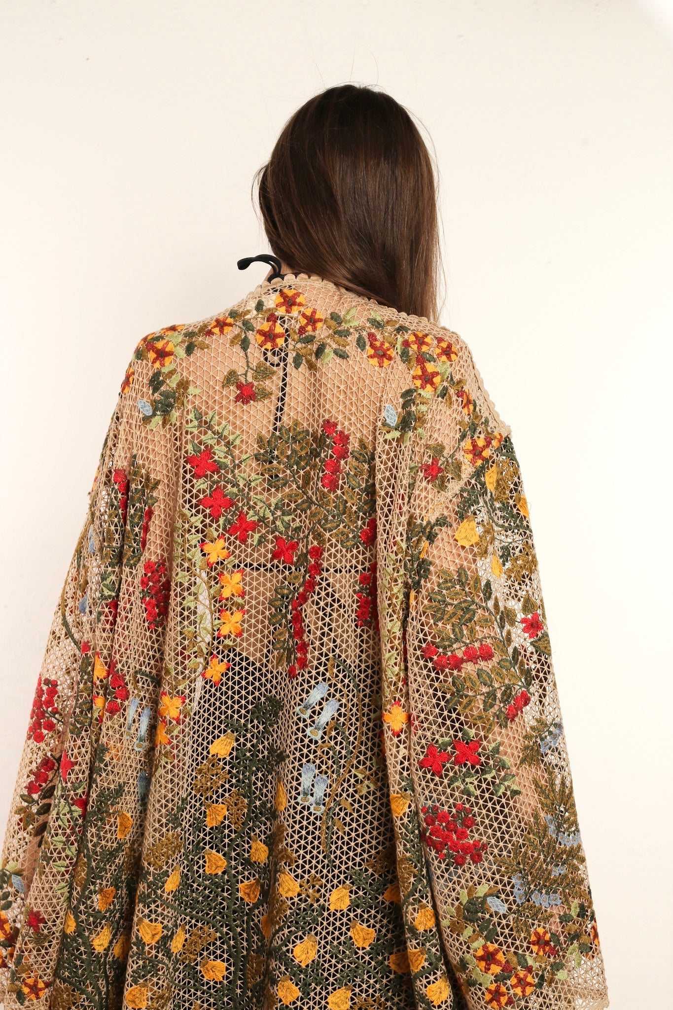 FLOWER COTTON LACE EMBROIDERED KIMONO - BANGKOK TAILOR CLOTHING STORE - HANDMADE CLOTHING