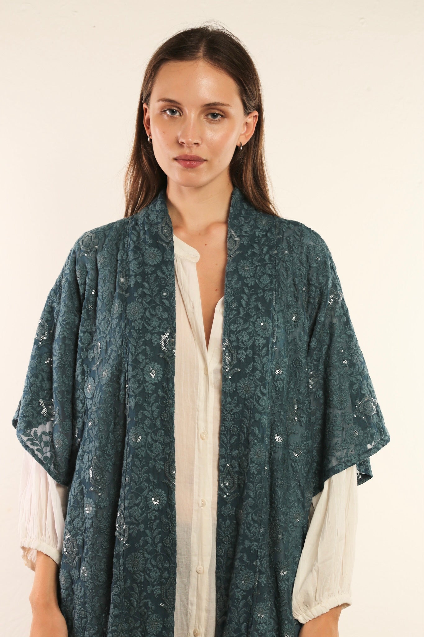 FLOWER EMERALD GREEN SILK KIMONO ISLA - BANGKOK TAILOR CLOTHING STORE - HANDMADE CLOTHING