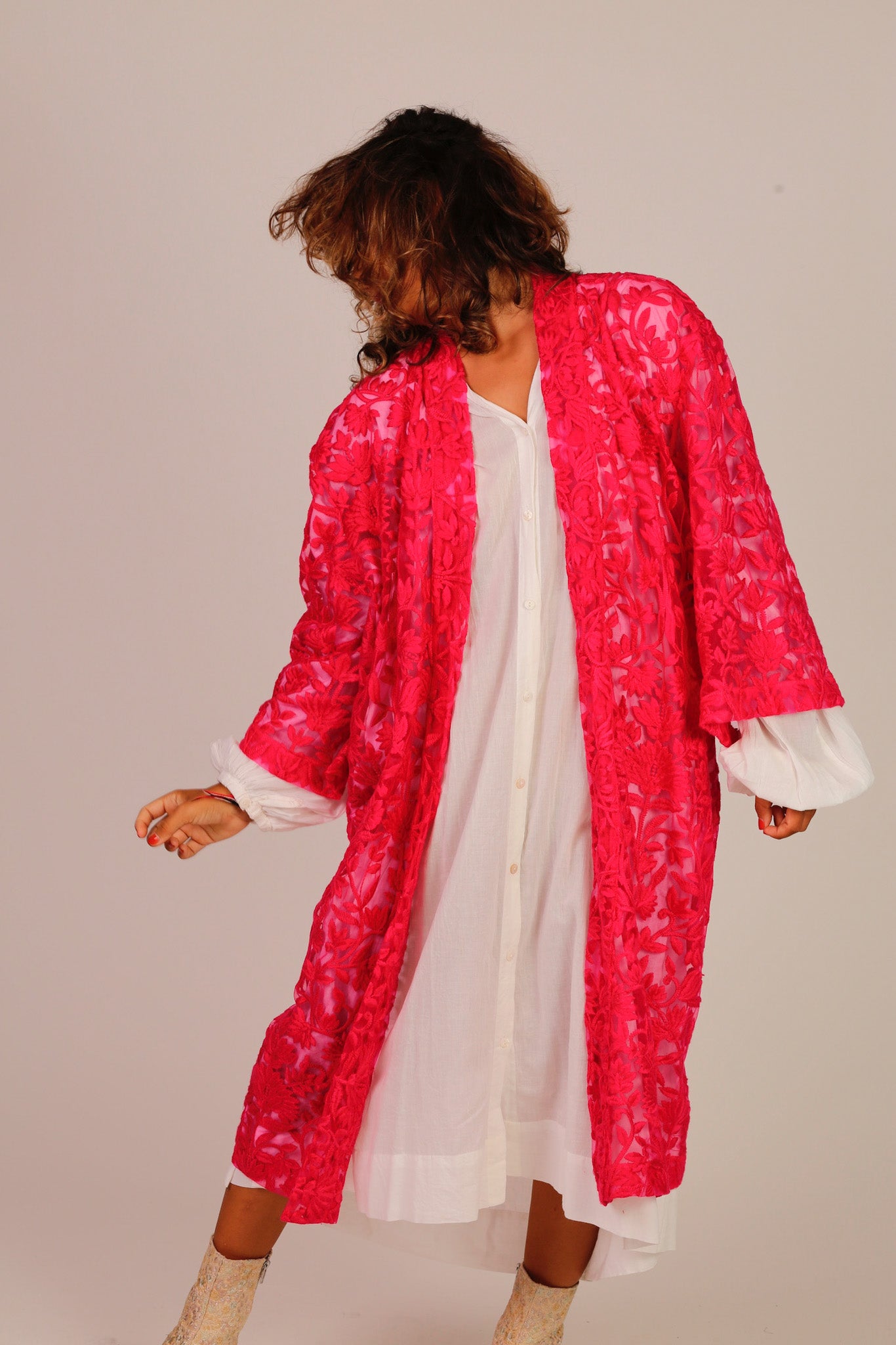 FUCHSIA PINK KIMONO BARBIE - BANGKOK TAILOR CLOTHING STORE - HANDMADE CLOTHING