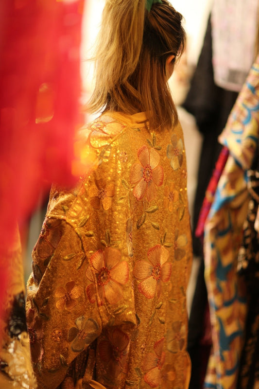 GOLDEN EMBROIDERED KIMONO ESSA - BANGKOK TAILOR CLOTHING STORE - HANDMADE CLOTHING