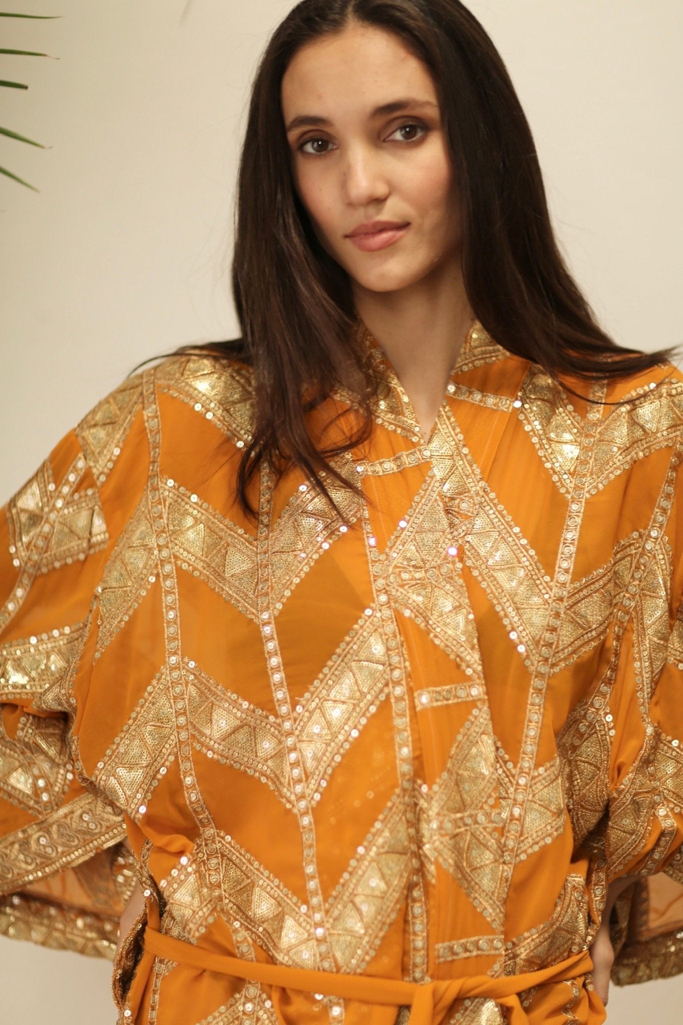 GOLDEN EMBROIDERED SILK KIMONO - BANGKOK TAILOR CLOTHING STORE - HANDMADE CLOTHING