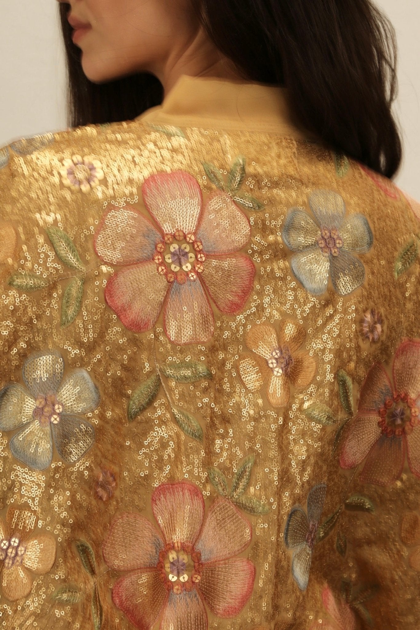 GOLDEN FLOWER CHIFFON SILK KIMONO - BANGKOK TAILOR CLOTHING STORE - HANDMADE CLOTHING