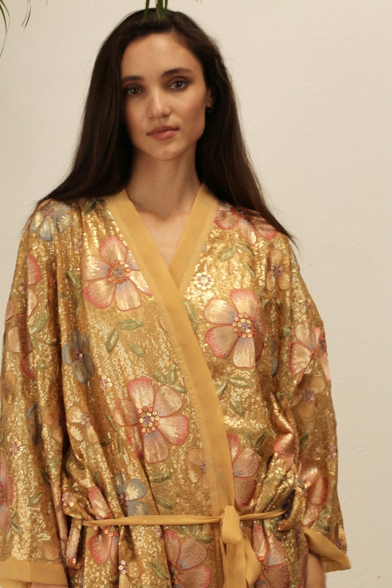 GOLDEN FLOWER CHIFFON SILK KIMONO - BANGKOK TAILOR CLOTHING STORE - HANDMADE CLOTHING