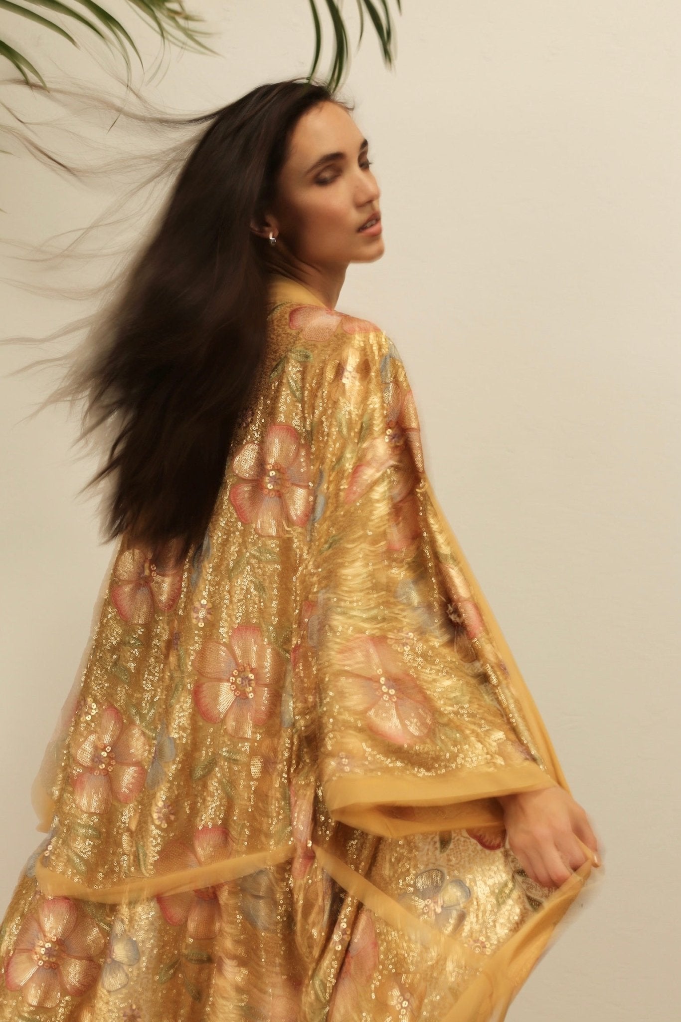 GOLDEN FLOWER CHIFFON SILK KIMONO - BANGKOK TAILOR CLOTHING STORE - HANDMADE CLOTHING