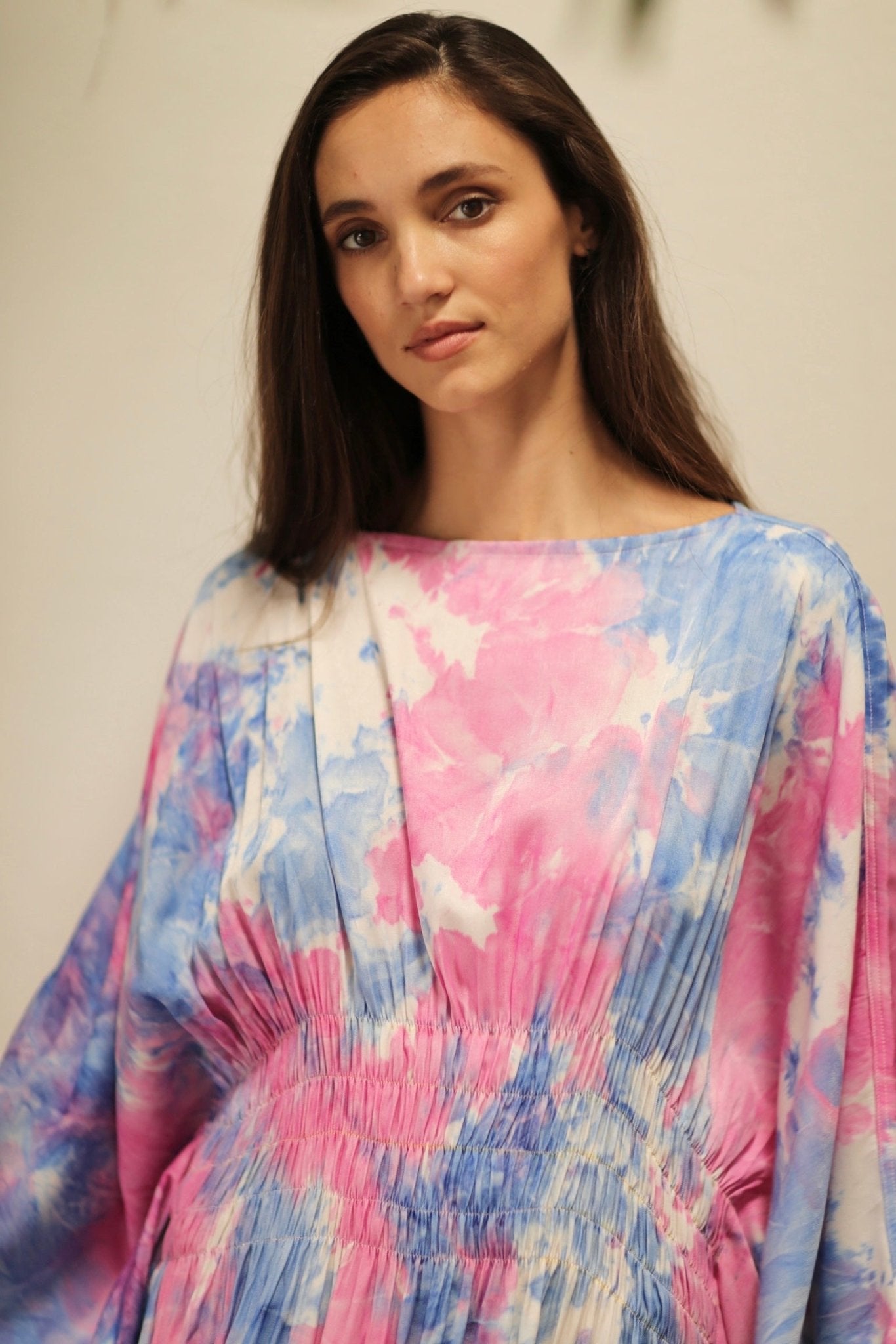 HECATE TWIN BLUE PINK KAFTAN DRESS - BANGKOK TAILOR CLOTHING STORE - HANDMADE CLOTHING