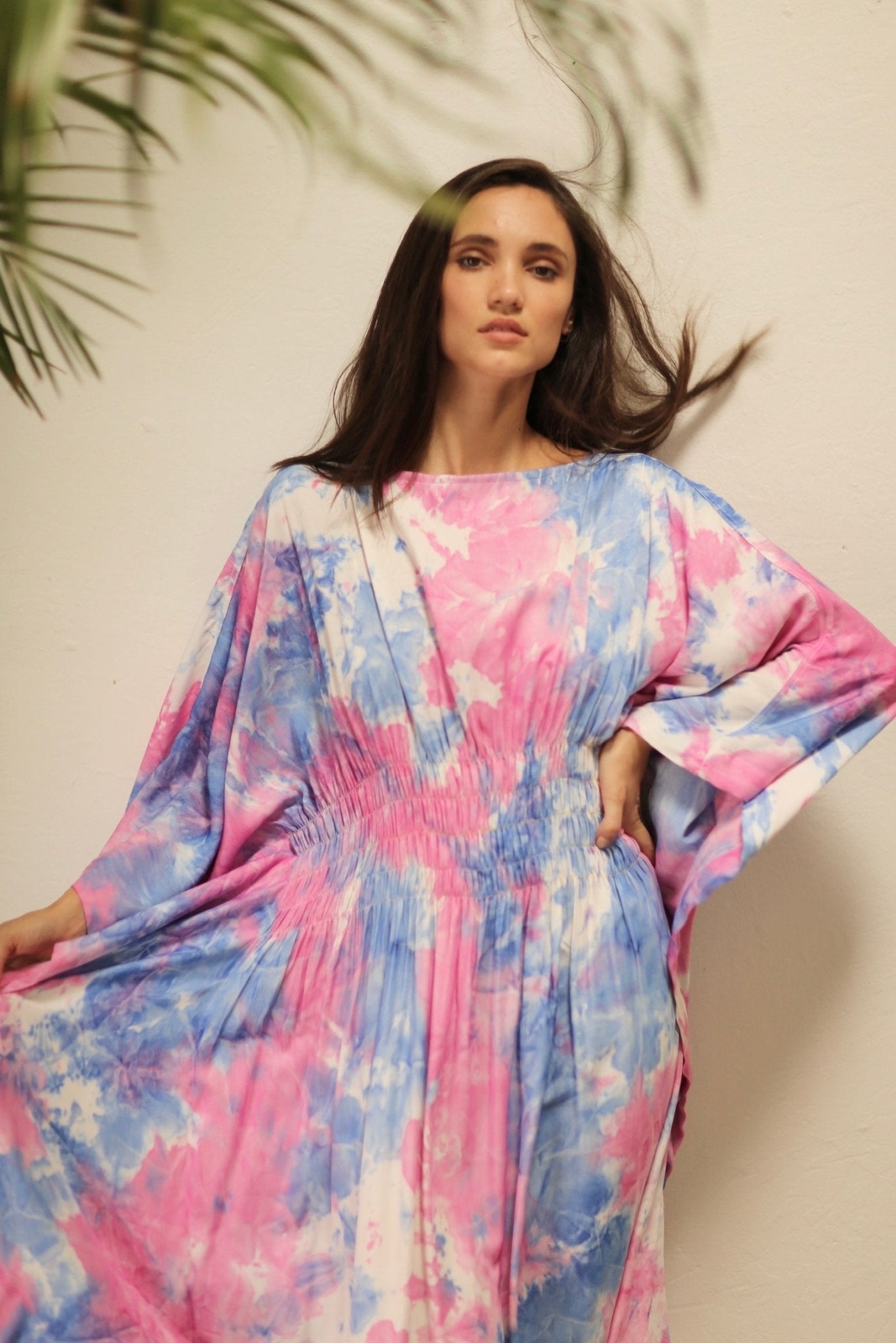 HECATE TWIN BLUE PINK KAFTAN DRESS - BANGKOK TAILOR CLOTHING STORE - HANDMADE CLOTHING