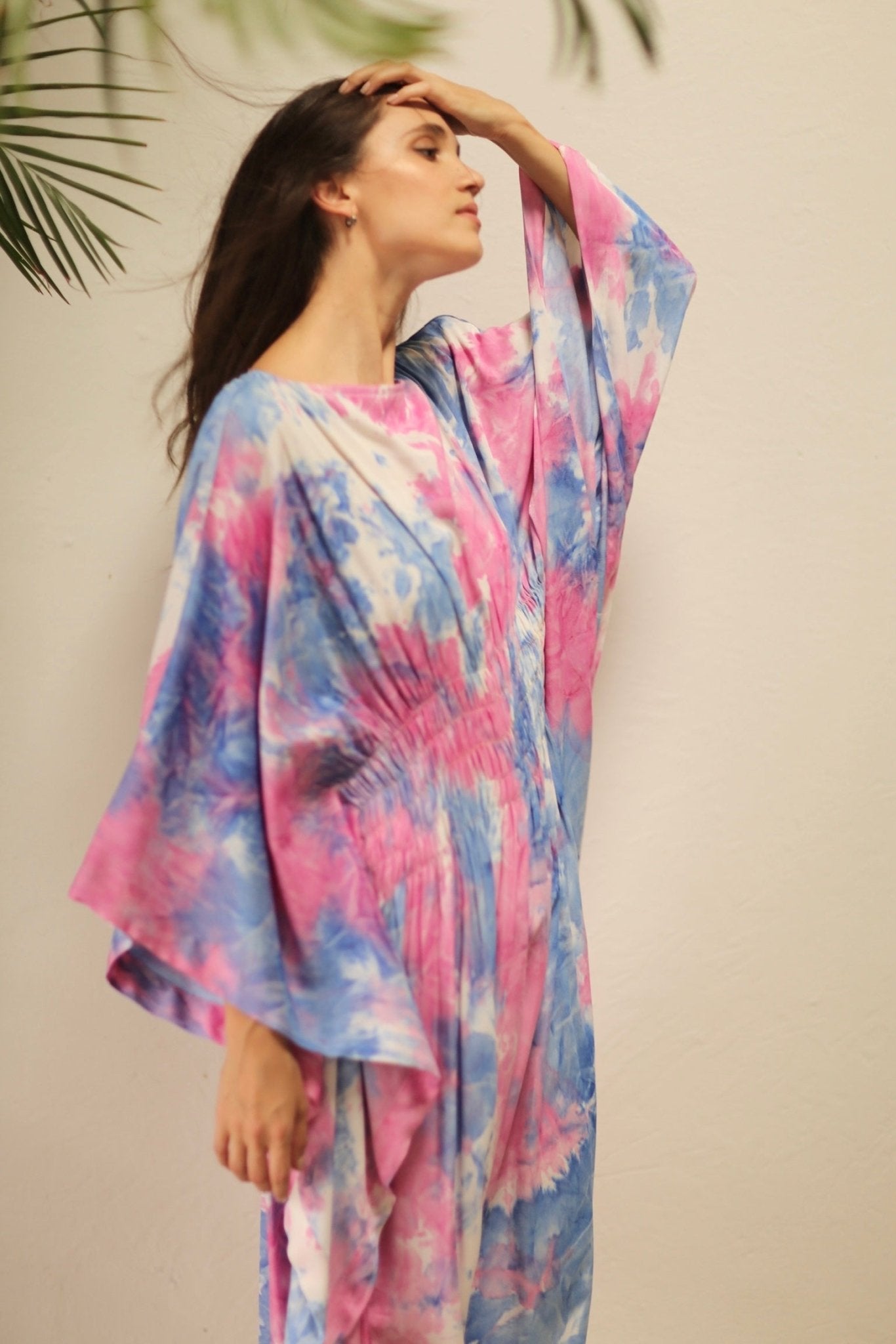 HECATE TWIN BLUE PINK KAFTAN DRESS - BANGKOK TAILOR CLOTHING STORE - HANDMADE CLOTHING