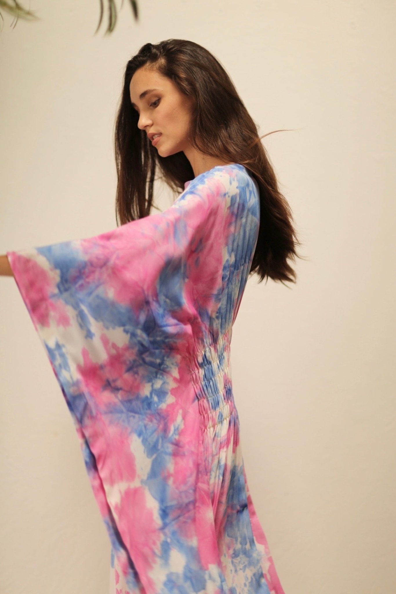 HECATE TWIN BLUE PINK KAFTAN DRESS - BANGKOK TAILOR CLOTHING STORE - HANDMADE CLOTHING