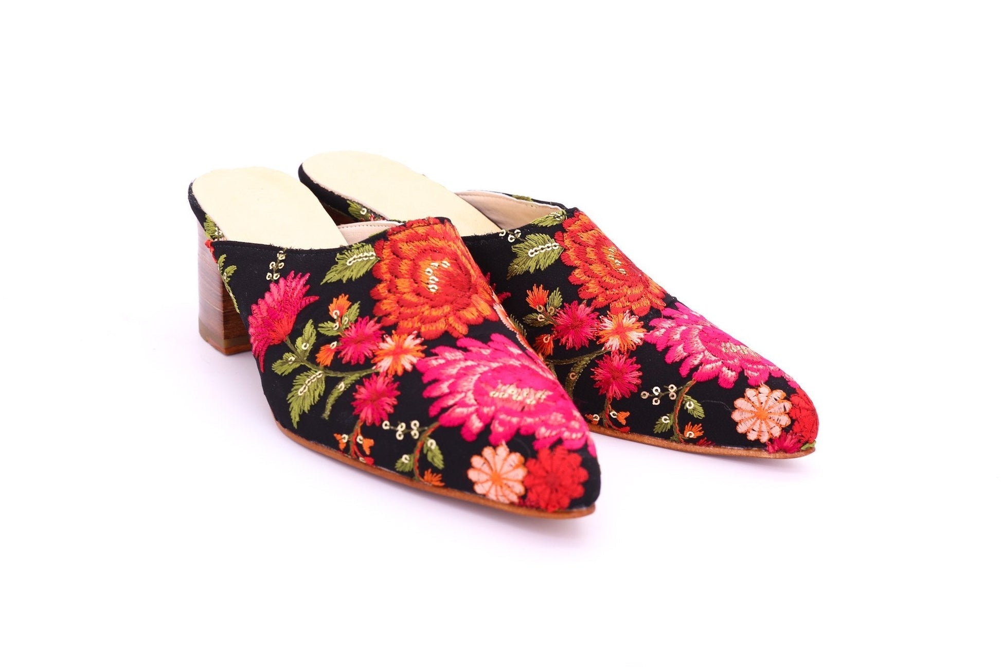 HEELED MULES EMBROIDERED X ANTHROPOLOGIE - BANGKOK TAILOR CLOTHING STORE - HANDMADE CLOTHING