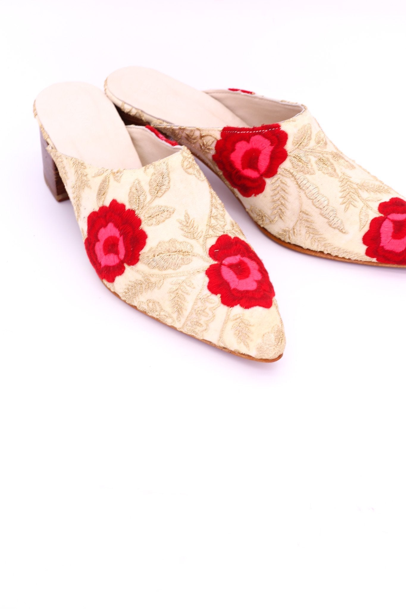 HEELED MULES EMBROIDERED X ANTHROPOLOGIE - BANGKOK TAILOR CLOTHING STORE - HANDMADE CLOTHING