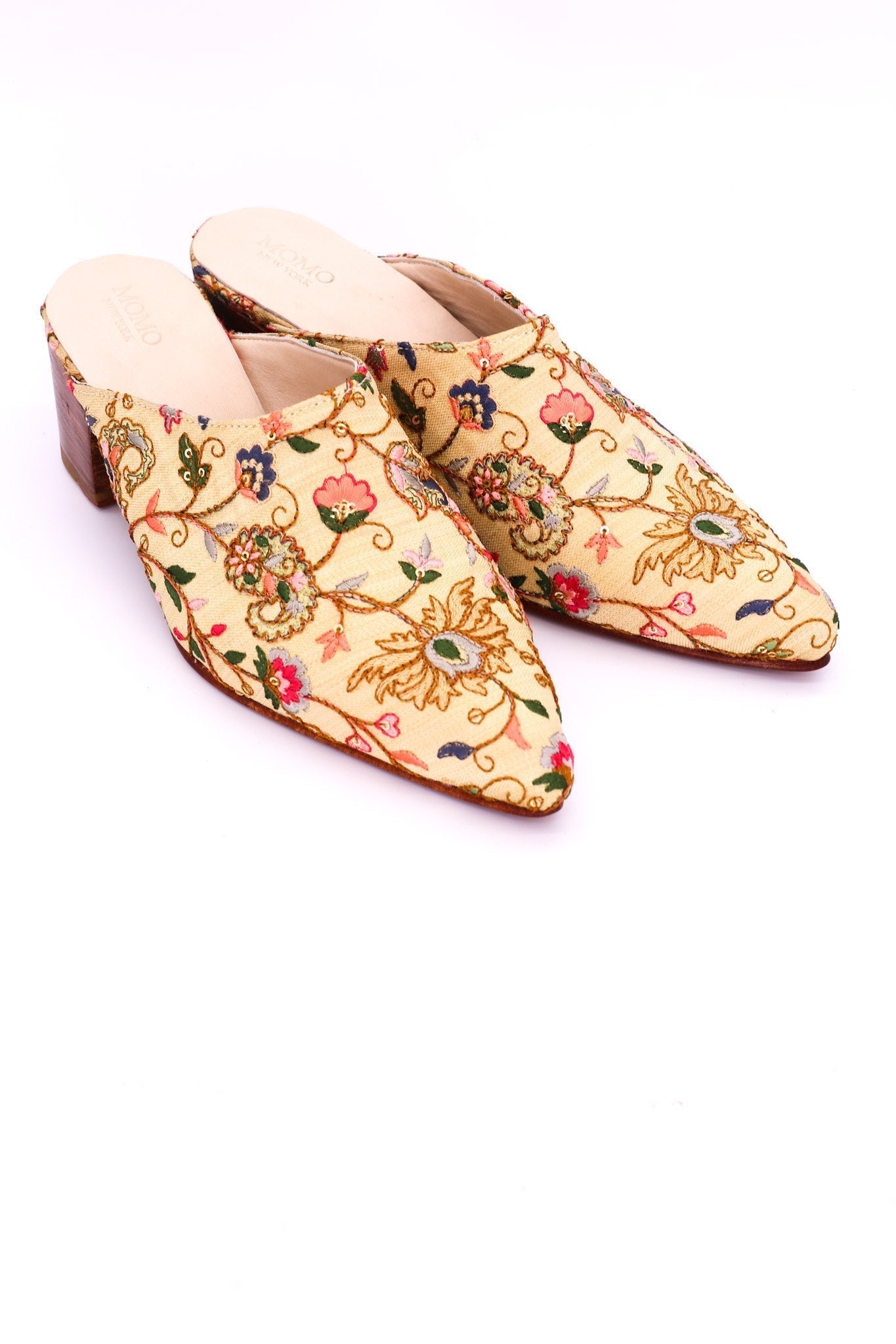 HEELED MULES EMBROIDERED X ANTHROPOLOGIE - BANGKOK TAILOR CLOTHING STORE - HANDMADE CLOTHING