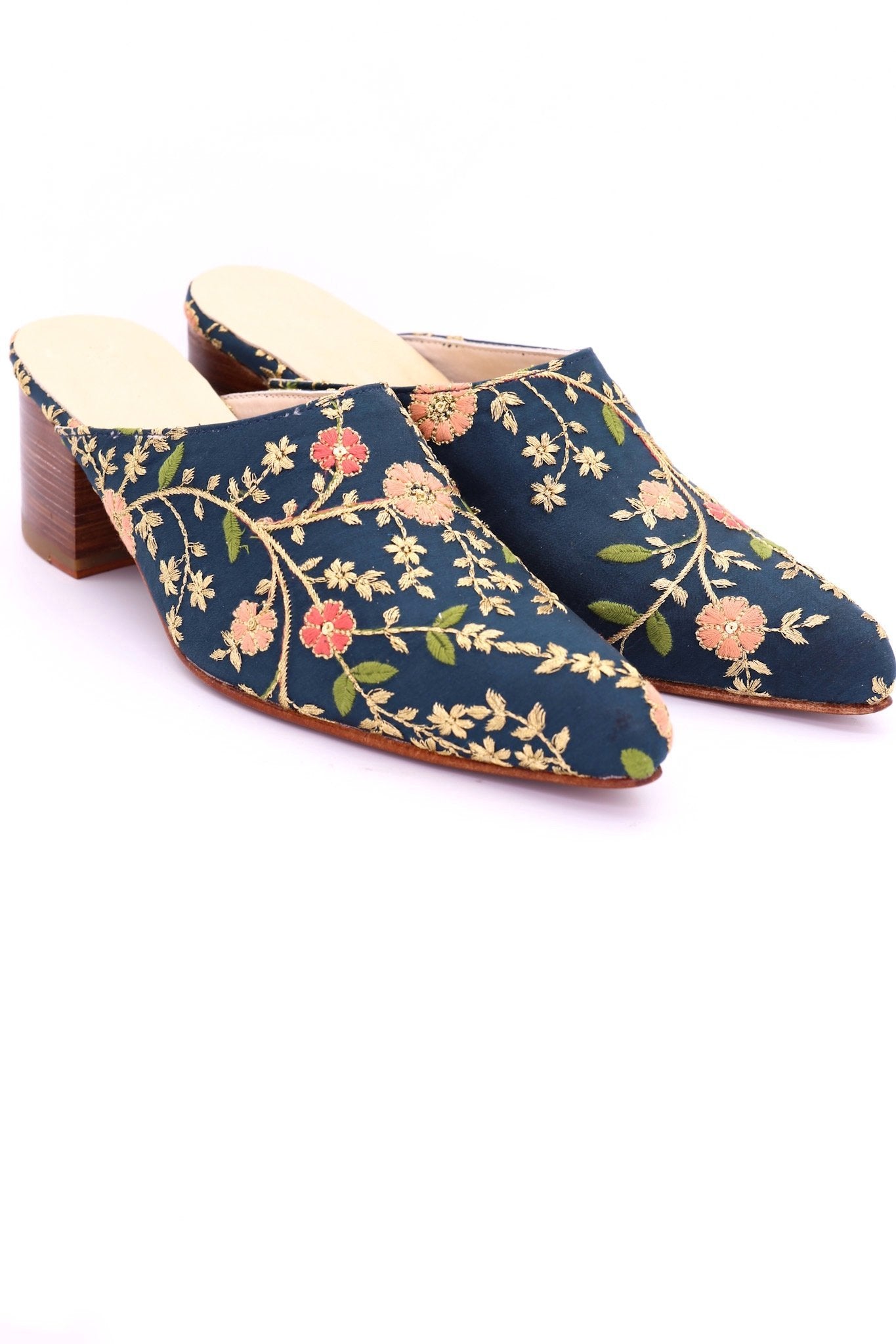 HEELED MULES EMBROIDERED X ANTHROPOLOGIE - BANGKOK TAILOR CLOTHING STORE - HANDMADE CLOTHING