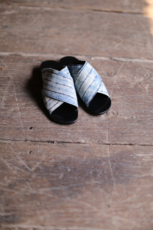 INDIGO HEMP LEATHER SANDAL REIKO - BANGKOK TAILOR CLOTHING STORE - HANDMADE CLOTHING