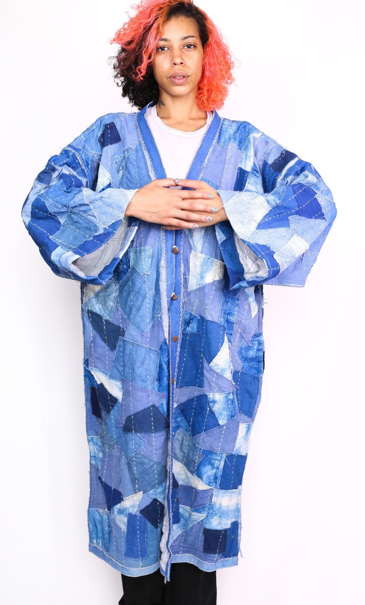 INDIGO PATCHWORK KIMONO NOLA - BANGKOK TAILOR CLOTHING STORE - HANDMADE CLOTHING