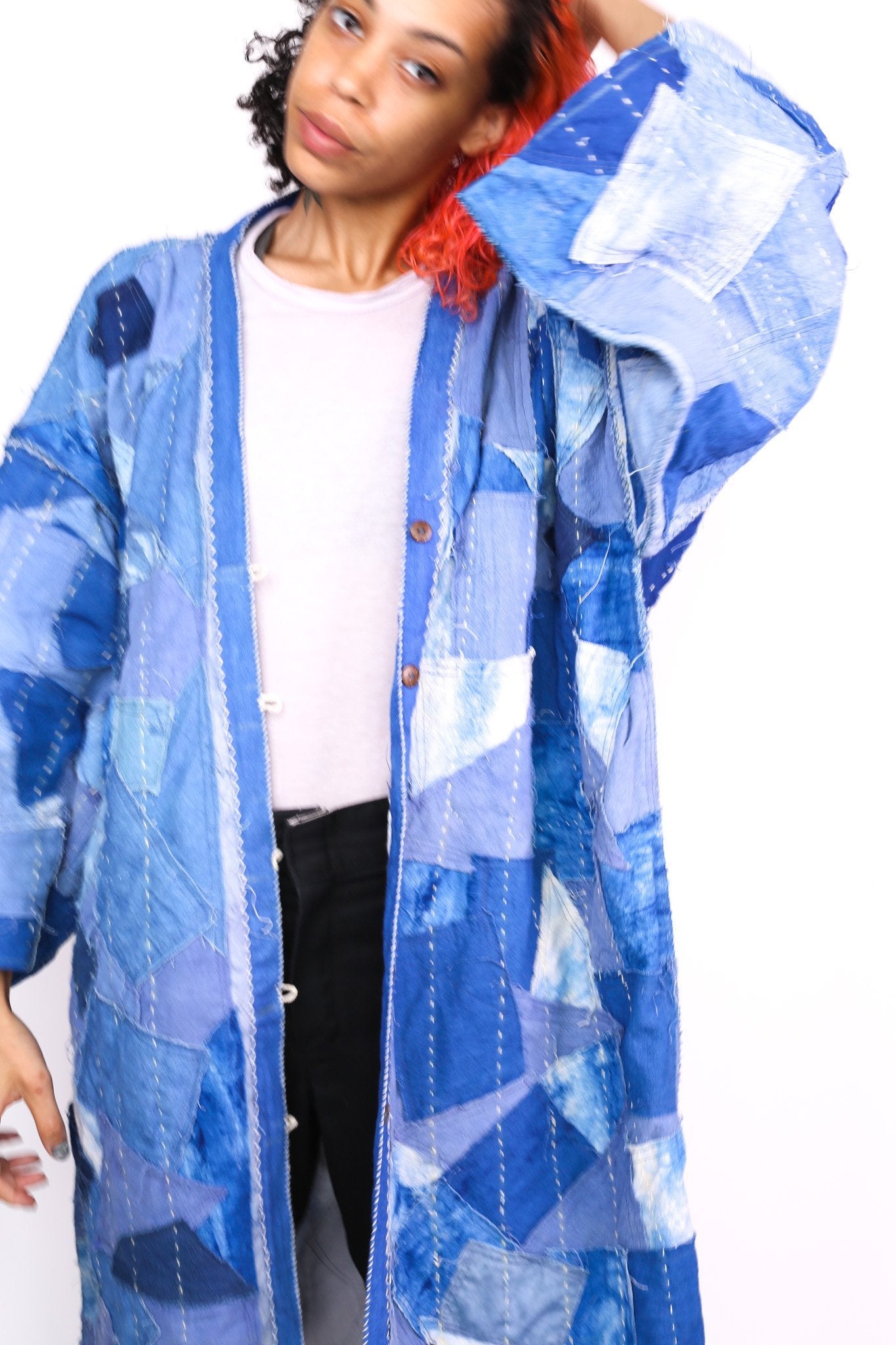 INDIGO PATCHWORK KIMONO NOLA - BANGKOK TAILOR CLOTHING STORE - HANDMADE CLOTHING