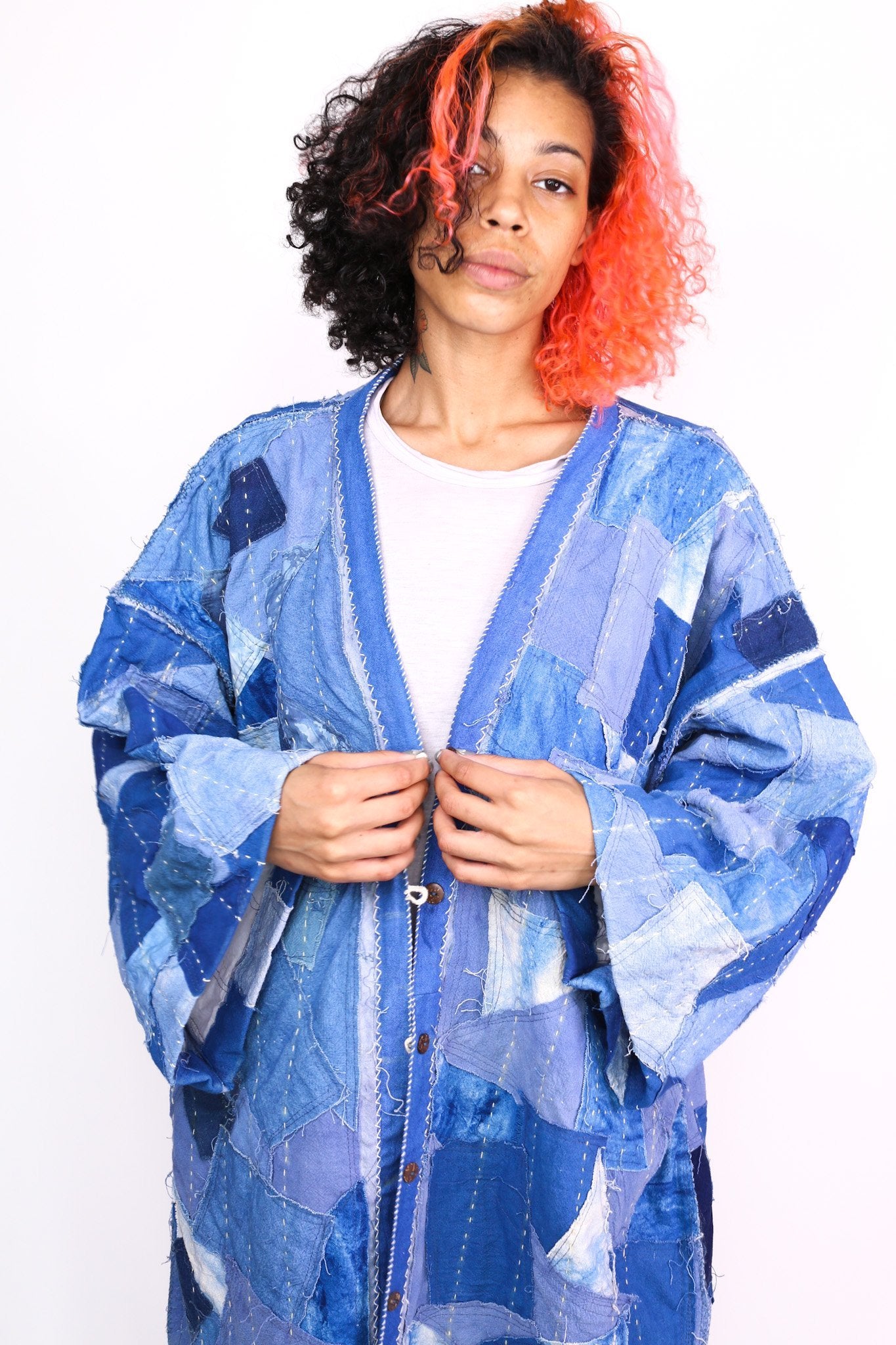 INDIGO PATCHWORK KIMONO NOLA - BANGKOK TAILOR CLOTHING STORE - HANDMADE CLOTHING