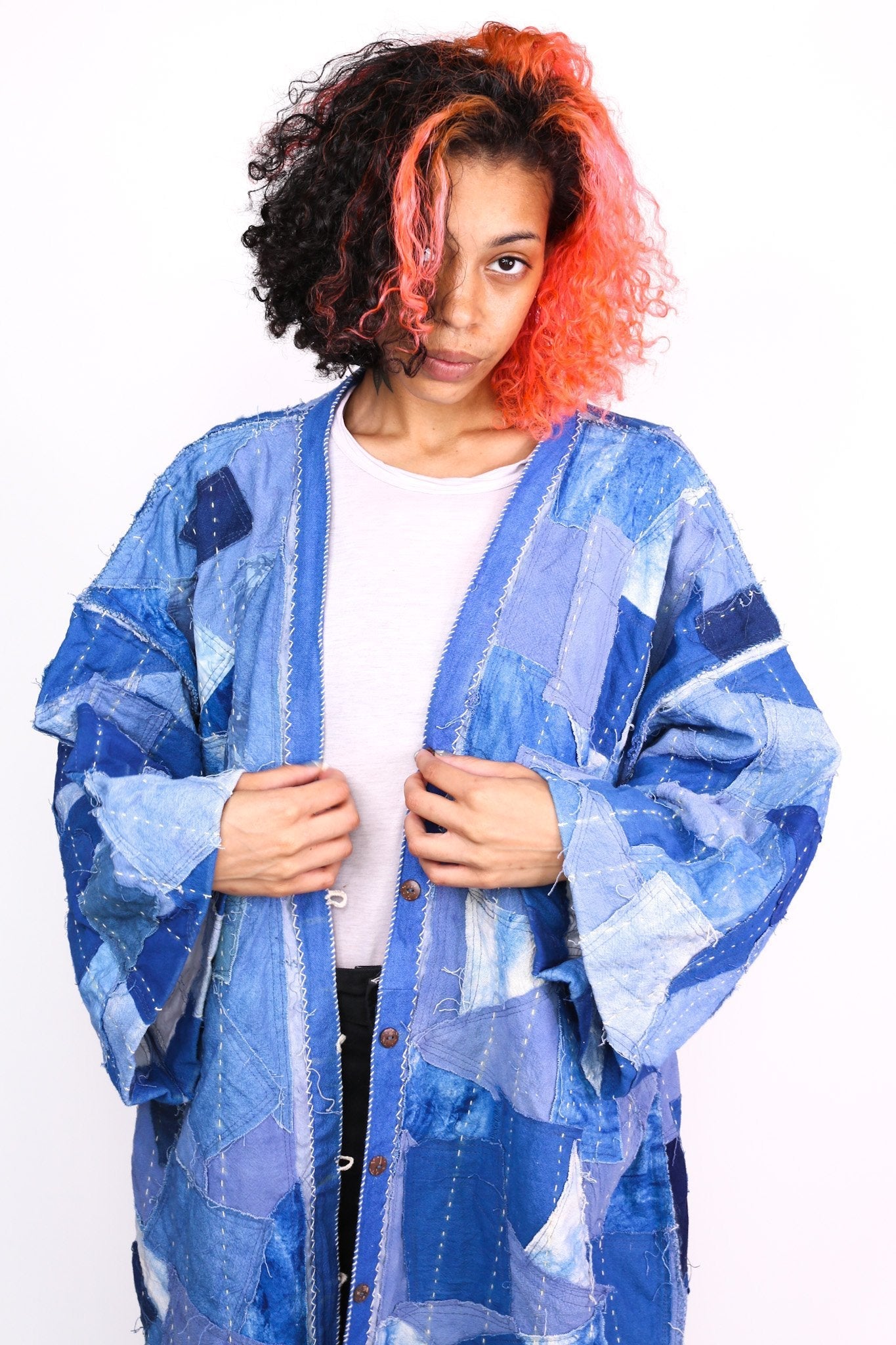 INDIGO PATCHWORK KIMONO NOLA - BANGKOK TAILOR CLOTHING STORE - HANDMADE CLOTHING