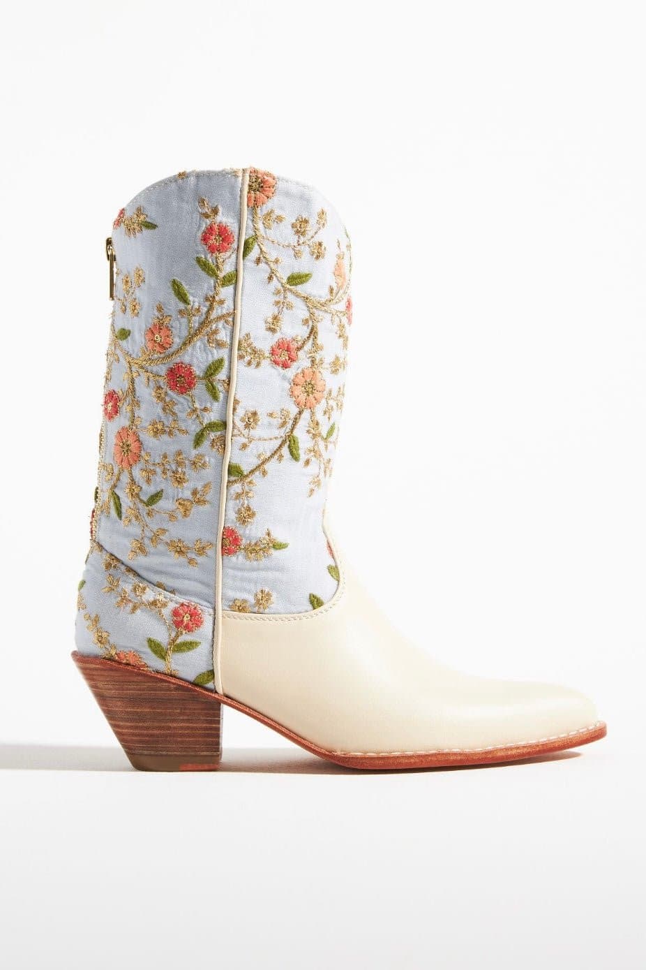 IVORY EMBROIDERED FLOWER WESTERN BOOTS X ANTHROPOLOGIE - BANGKOK TAILOR CLOTHING STORE - HANDMADE CLOTHING