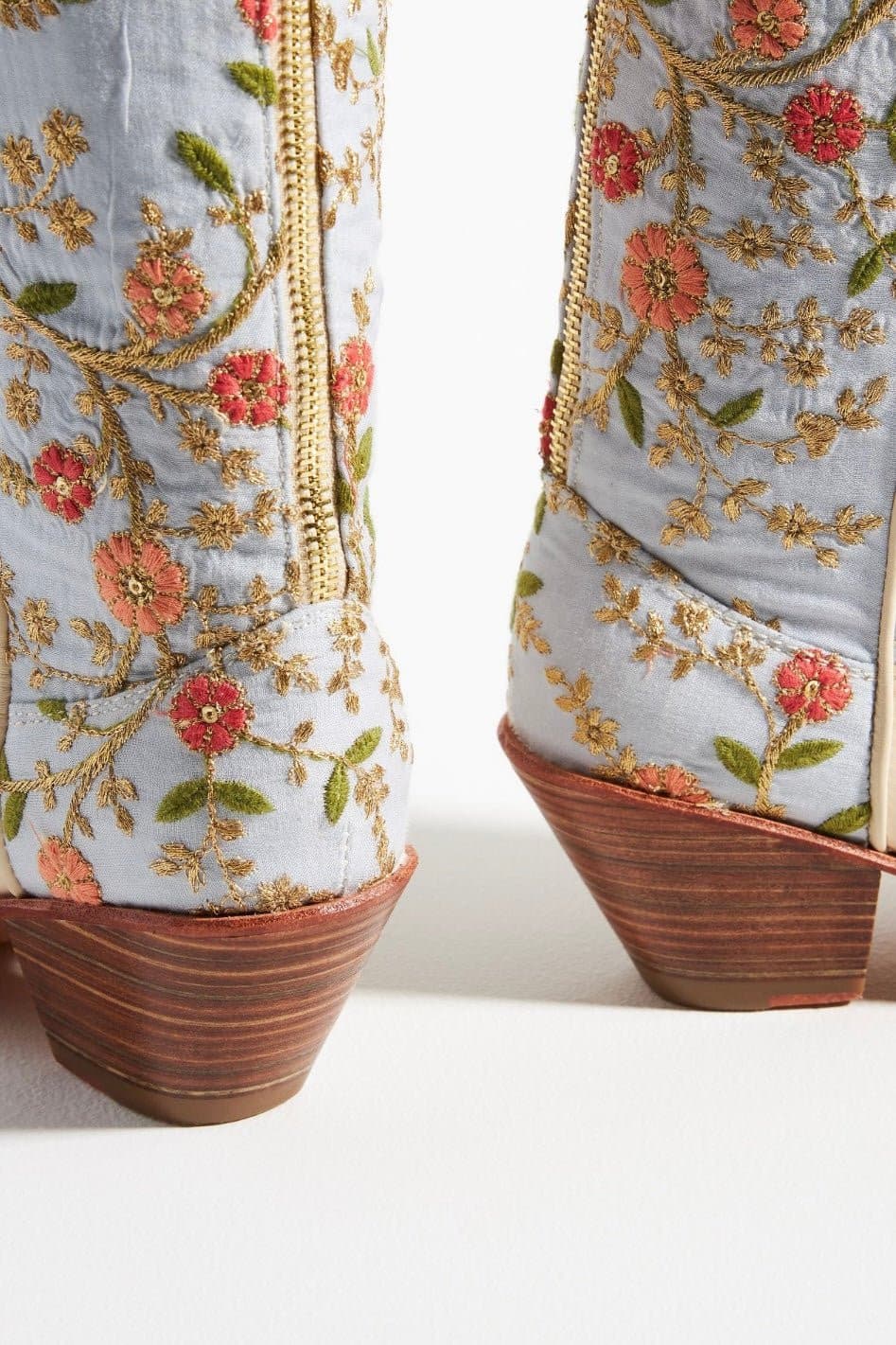 IVORY EMBROIDERED FLOWER WESTERN BOOTS X ANTHROPOLOGIE - BANGKOK TAILOR CLOTHING STORE - HANDMADE CLOTHING