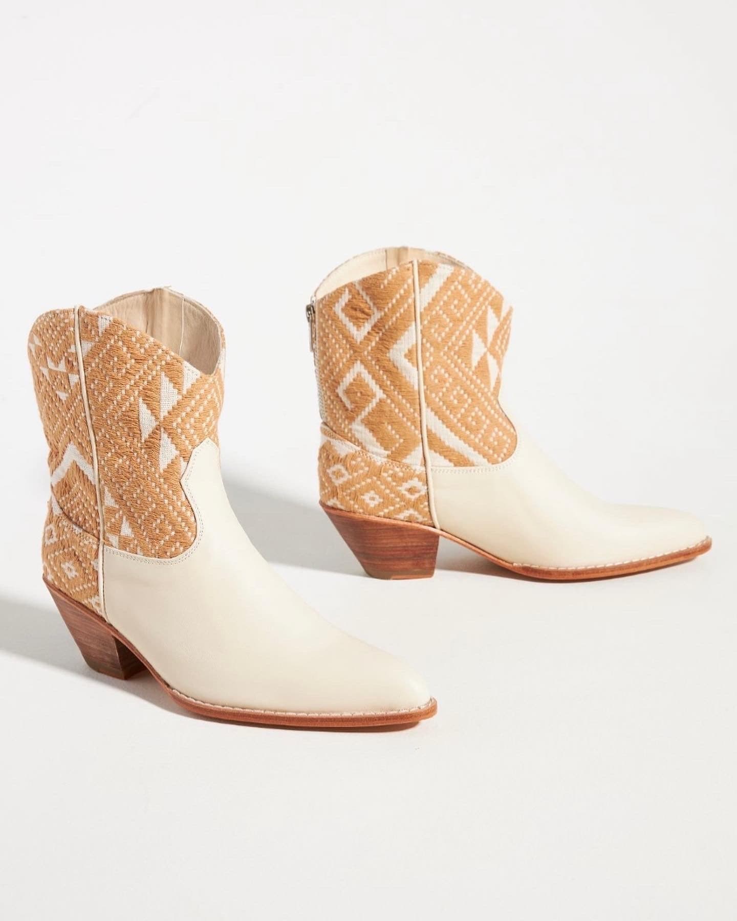 IVORY HAND WOVEN WESTERN BOOTS X ANTHROPOLOGIE - BANGKOK TAILOR CLOTHING STORE - HANDMADE CLOTHING