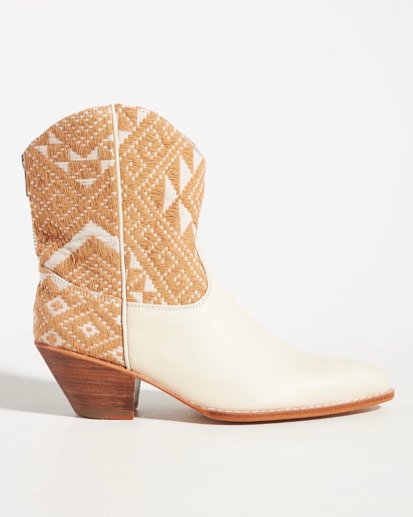 IVORY HAND WOVEN WESTERN BOOTS X ANTHROPOLOGIE - BANGKOK TAILOR CLOTHING STORE - HANDMADE CLOTHING