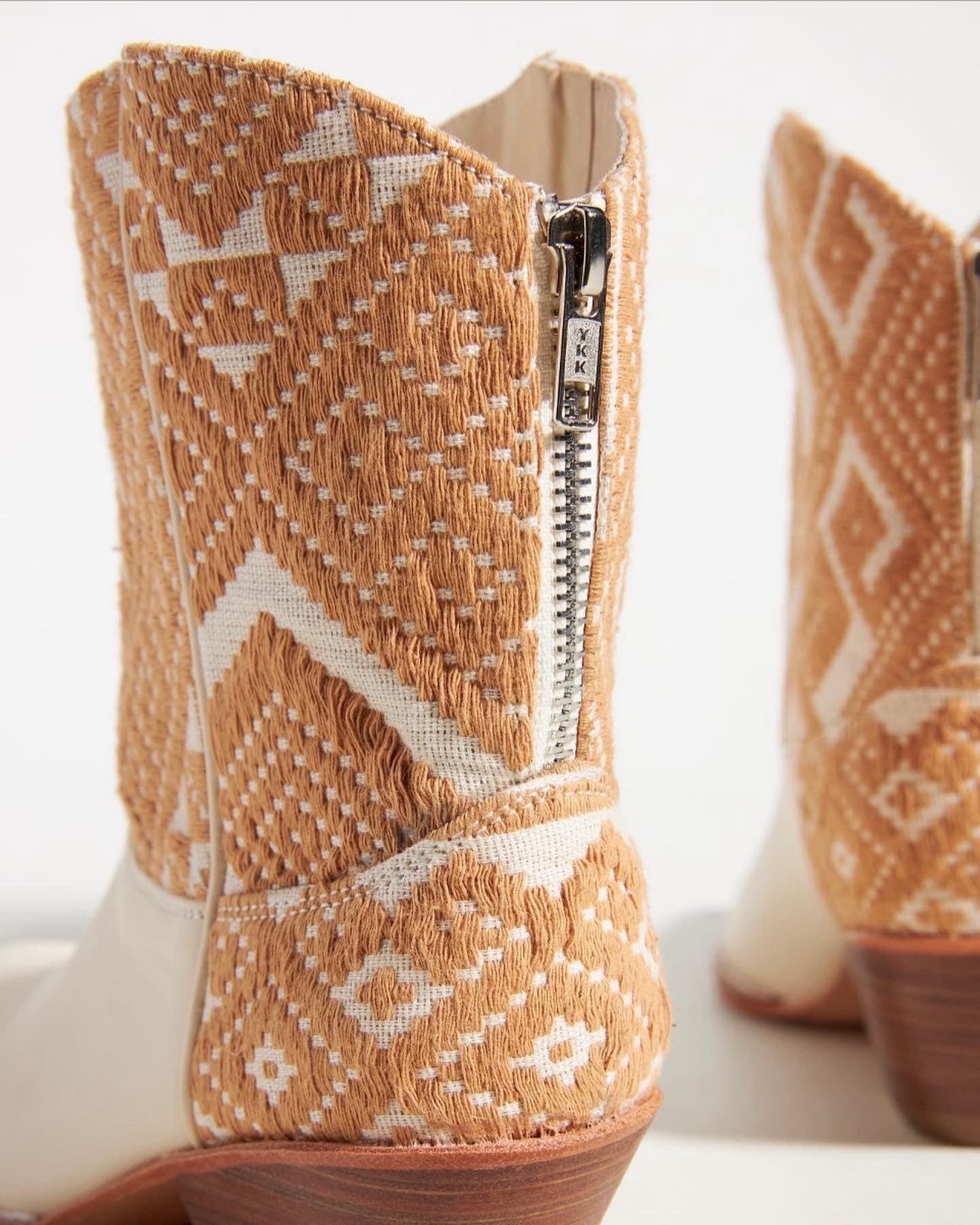 IVORY HAND WOVEN WESTERN BOOTS X ANTHROPOLOGIE - BANGKOK TAILOR CLOTHING STORE - HANDMADE CLOTHING