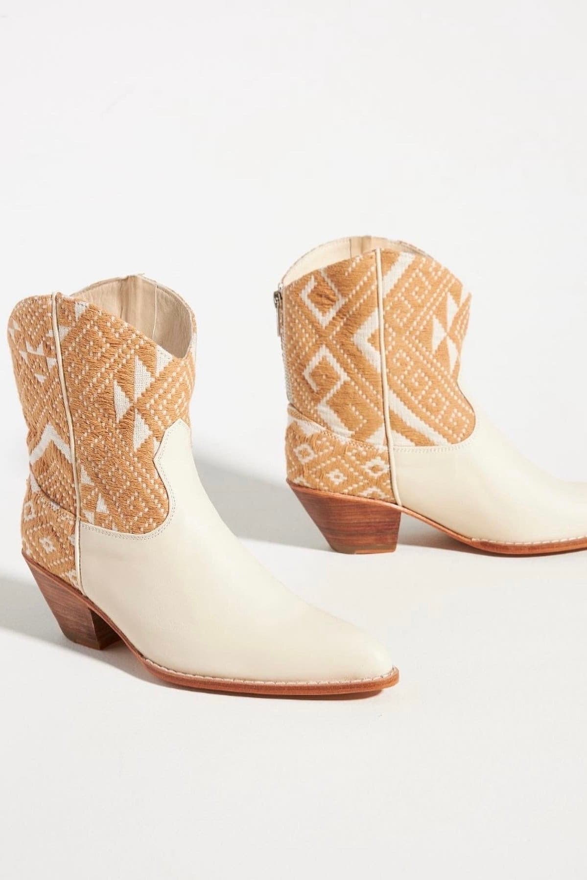 IVORY HAND WOVEN WESTERN BOOTS X ANTHROPOLOGIE - BANGKOK TAILOR CLOTHING STORE - HANDMADE CLOTHING