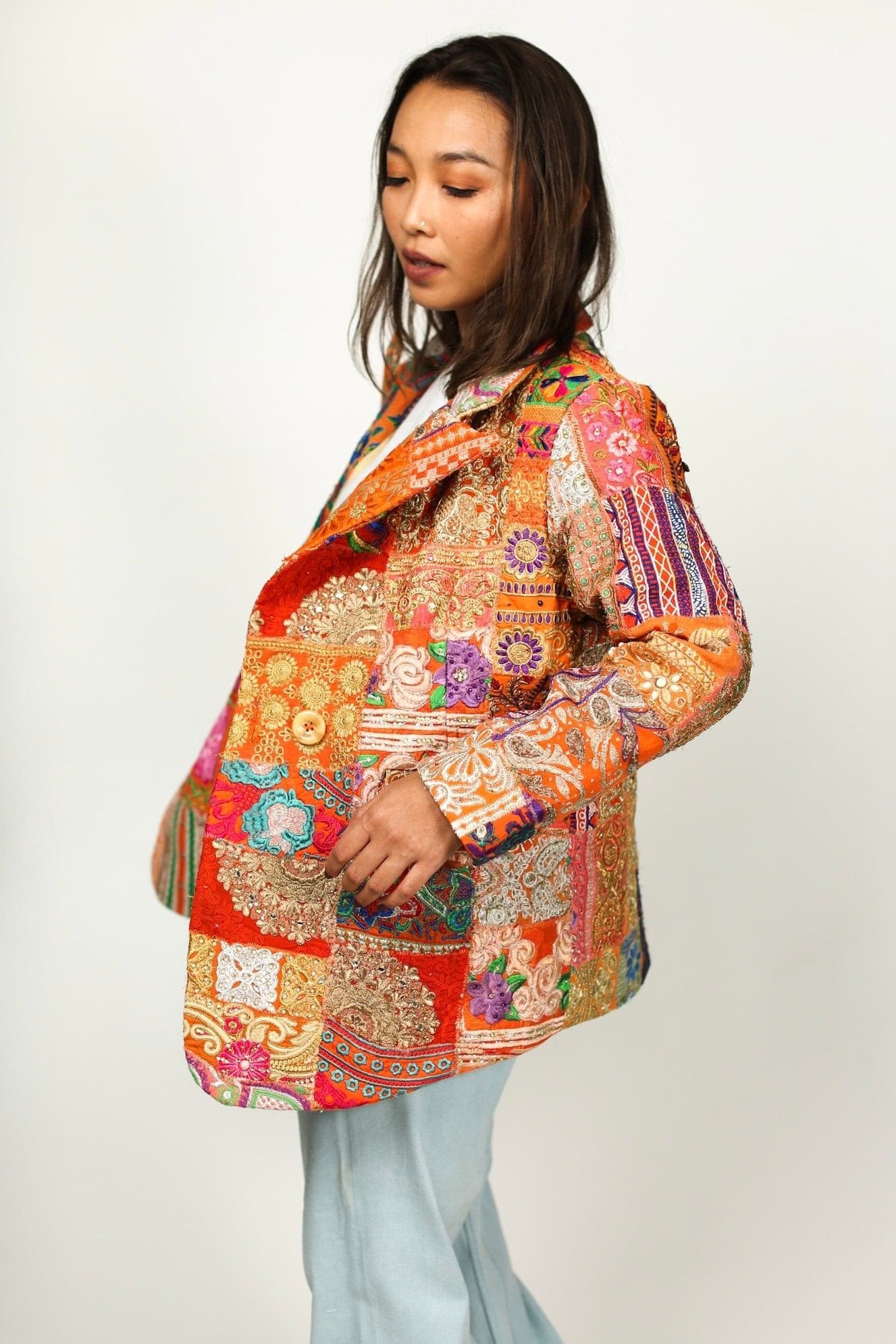 JACKET FRIDA EMBROIDERED PATCHWORK VINTAGE - BANGKOK TAILOR CLOTHING STORE - HANDMADE CLOTHING