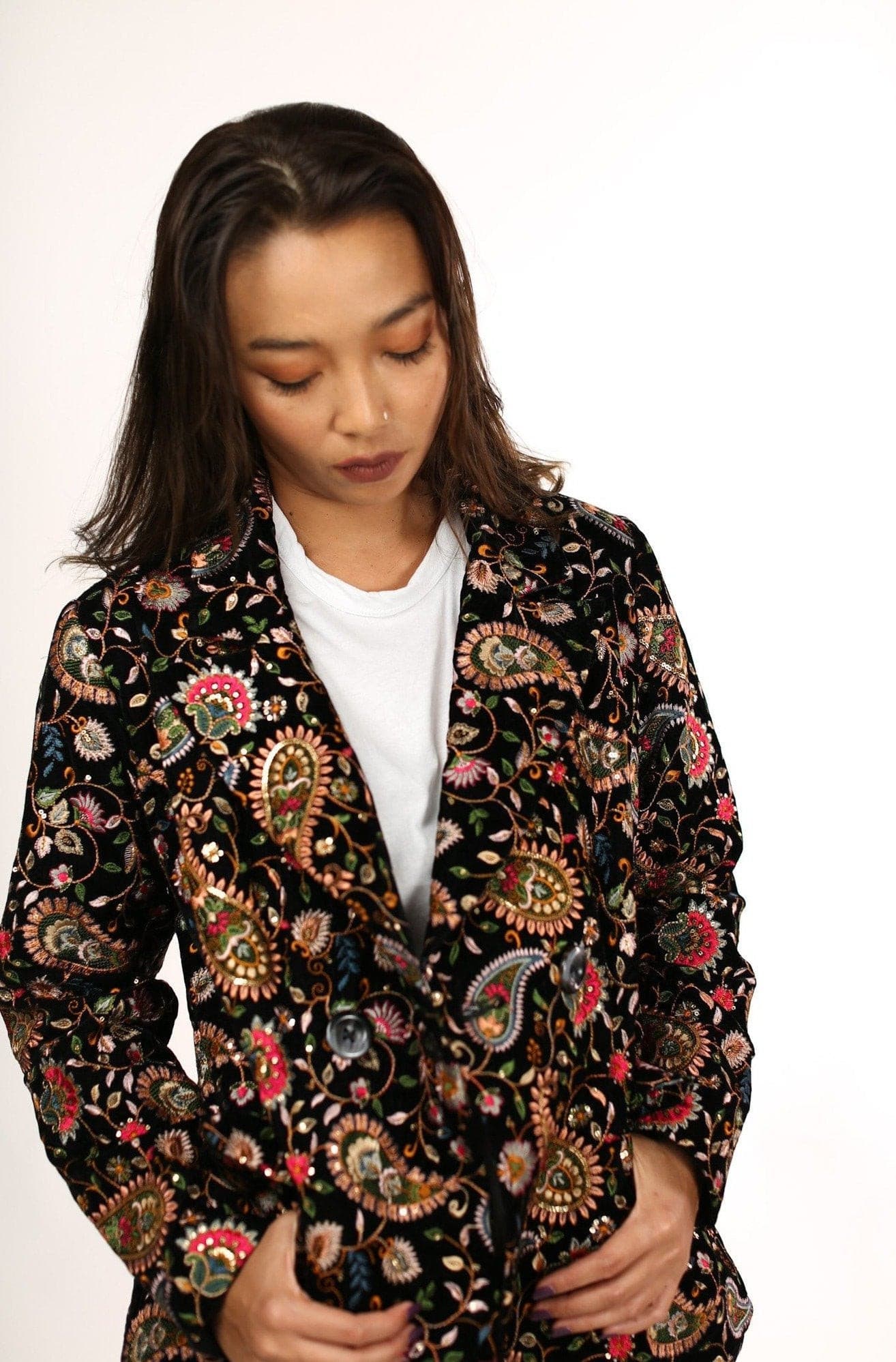 JACKET FRIDA EMBROIDERED VELVET - BANGKOK TAILOR CLOTHING STORE - HANDMADE CLOTHING