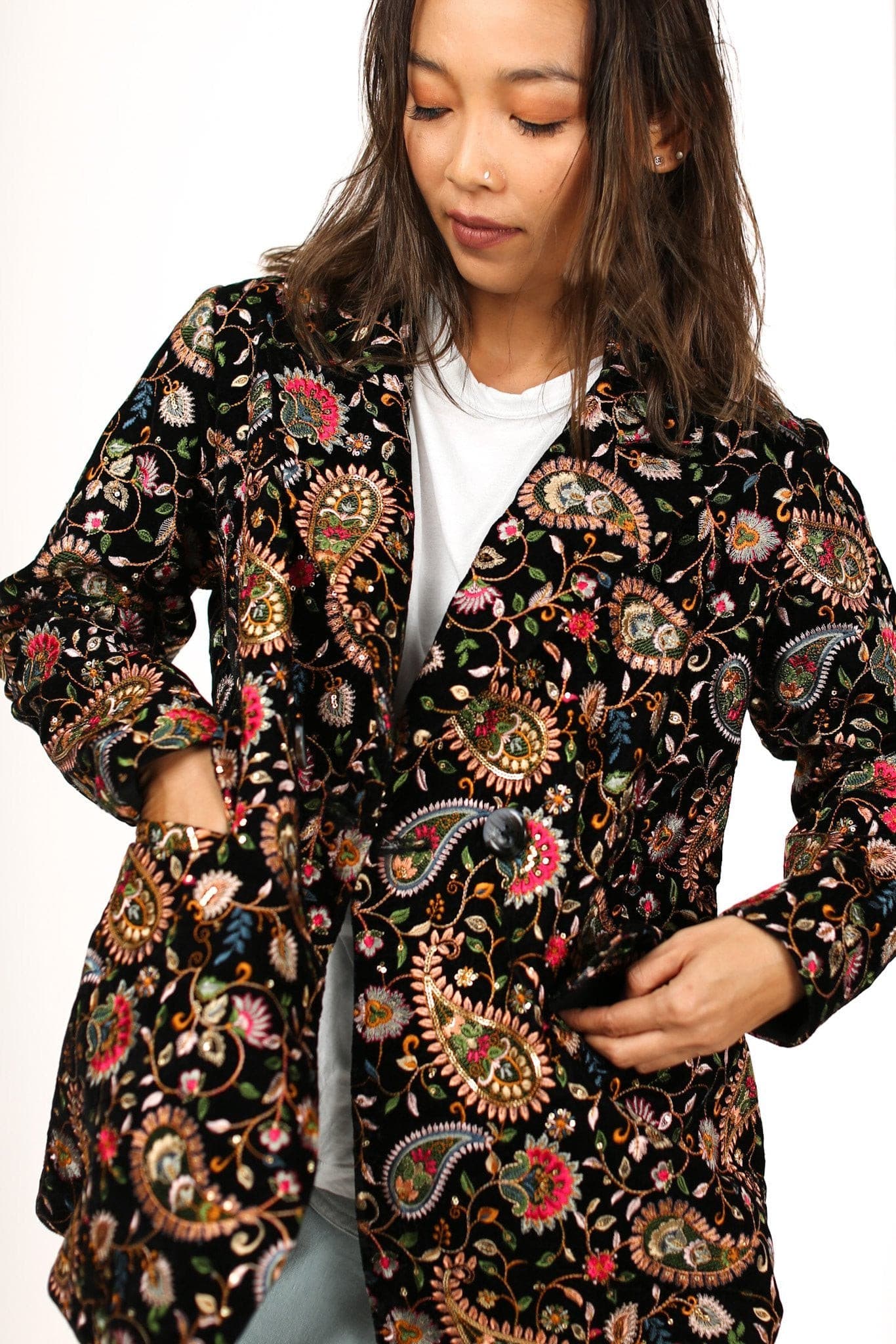 JACKET FRIDA EMBROIDERED VELVET - BANGKOK TAILOR CLOTHING STORE - HANDMADE CLOTHING